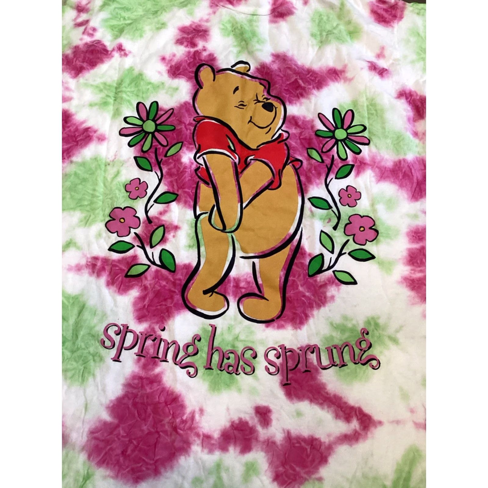 Disney VINTAGE Disney Winnie the Pooh Graphic Print Sleep Gown Tie-Dye One Size White Oversized 90s Womens Size ONE SIZE - 2 Thumbnail