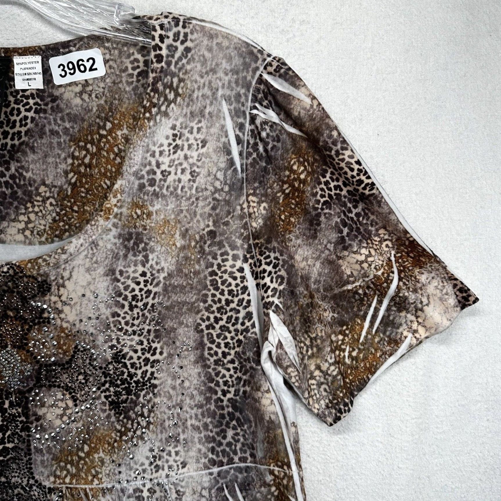 Vintage Lady Noir Y2K Tunic Top Shirt Large Embellished Cross Animal Print Western Blink Noir Lady Size L / US 10 / IT 46 - 5 Thumbnail