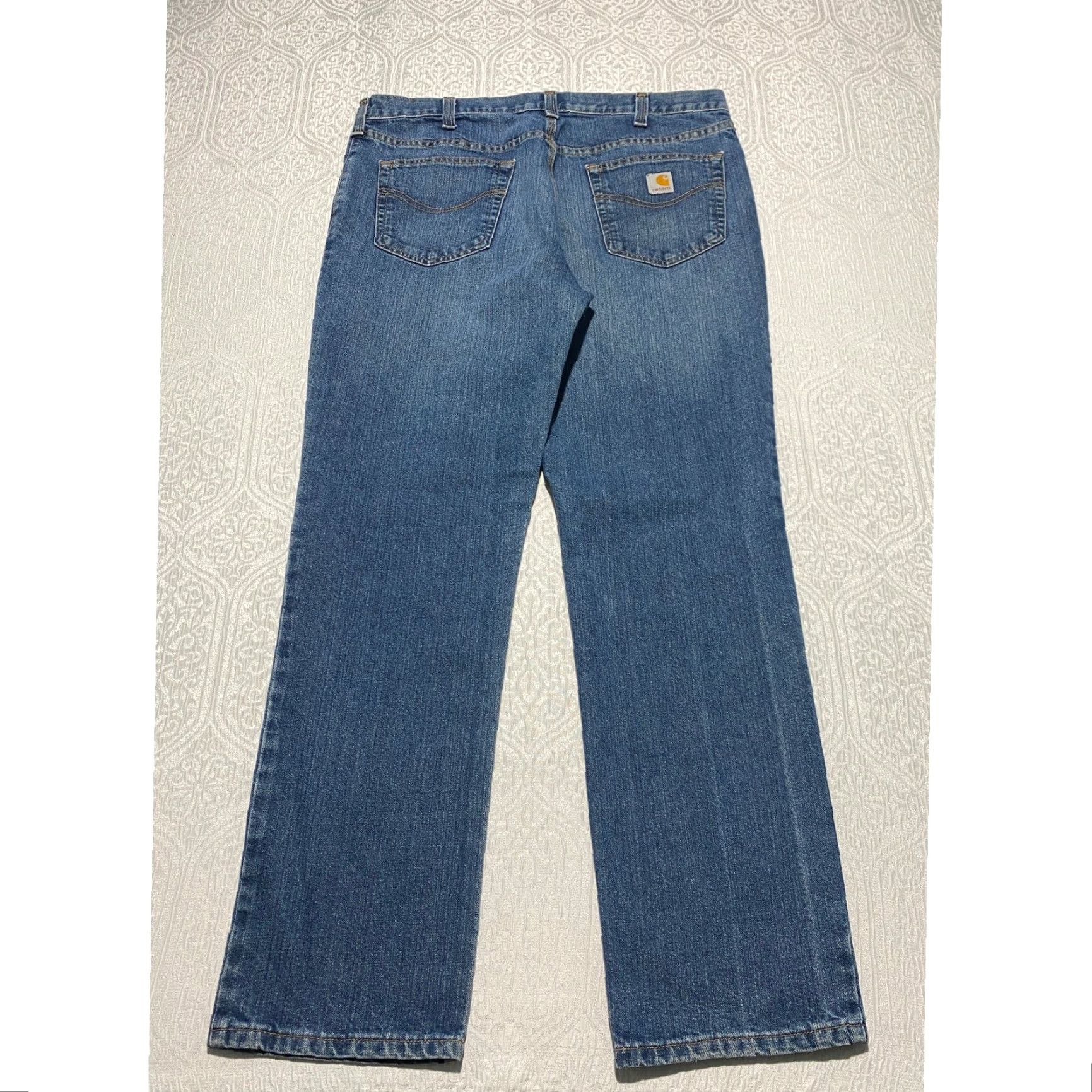 Carhartt Carhartt Jeans Mens 38x32 Medium Wash Blue Denim 101496 420 Regular Straight Denim 5-Pocket Logo Patch Blue Mens Size US 38 / EU 54 - 2 Thumbnail