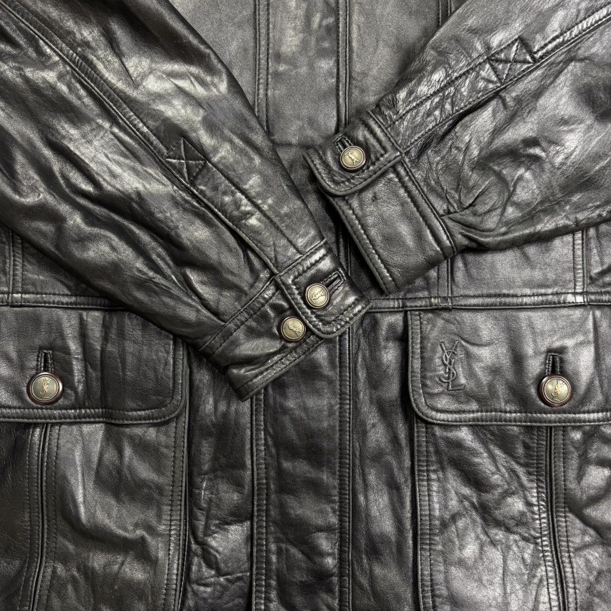 Yves Saint Laurent Vintage 90s Yves saint laurent embossed logo leather jacket Size US M / EU 48-50 / 2 - 14 Thumbnail
