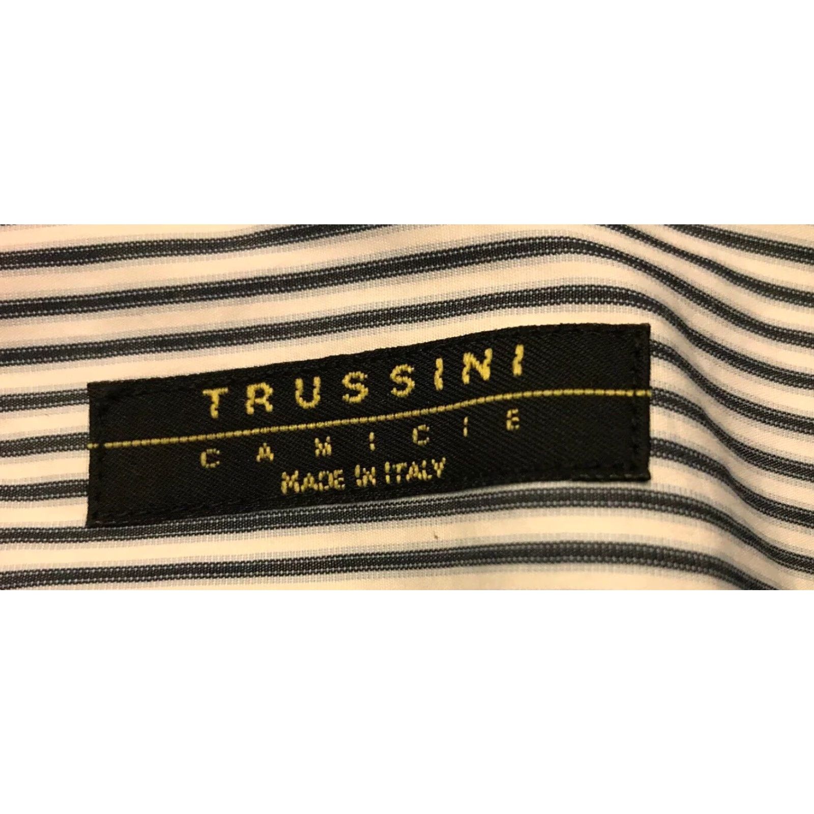 Vintage VINTAGE 37 14.5 Trussini Camicie Blue White Striped Long Sleeve Button Down 100% Cotton Mens Shirt Size 36R - 7 Thumbnail