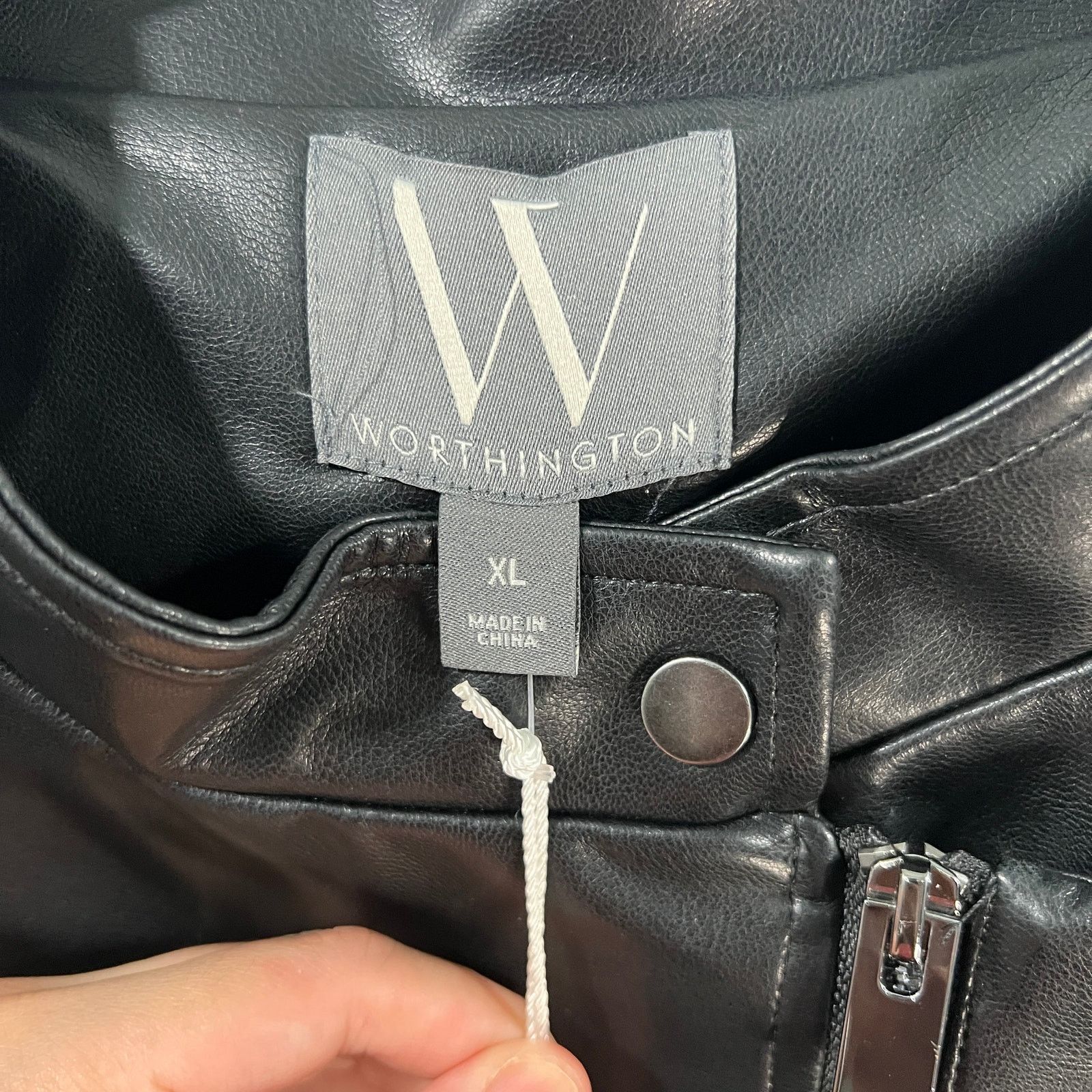Other Worthington Women's Faux Leather Biker Winter Jacket Size XL / US 12-14 / IT 48-50 - 3 Thumbnail