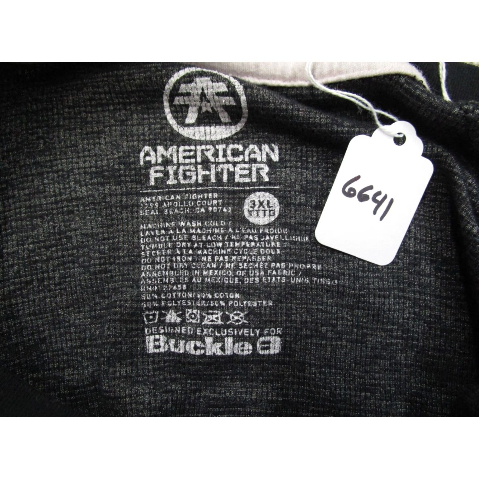 Vintage American Fighter Shirt Men 3XL Gray Raglan Long Sleeve USA Flag Waffle Size US XXL / EU 58 / 5 - 8 Thumbnail