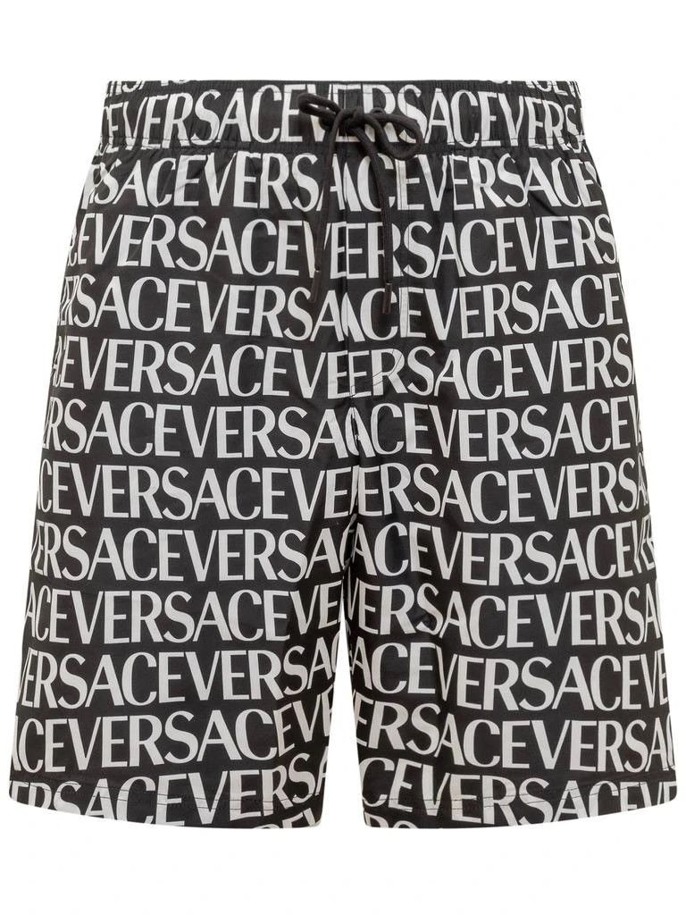 Versace Versace Logo Printed Drawstring Swim Shorts Trunks Black IT6 Size US 36 / EU 52 - 9 Thumbnail