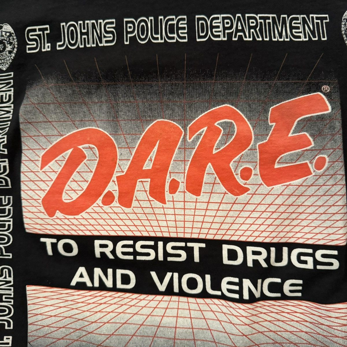 D.A.R.E × JNCO × Stussy Vintage 1996 90s Black And Red Drug Dare Graphic Tee Fits XS Size US XS / EU 42 / 0 - 10 Thumbnail