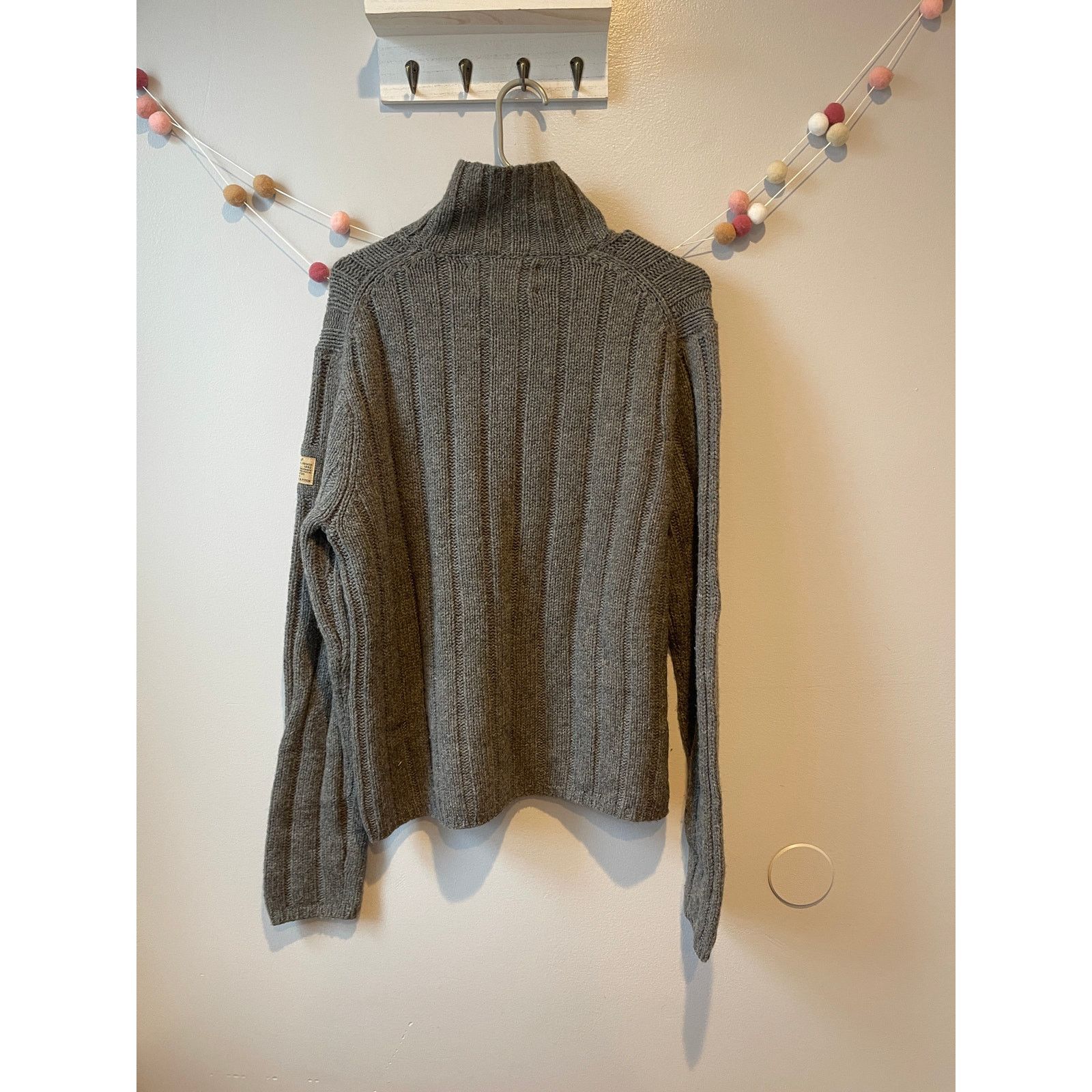 Abercrombie & Fitch Abercrombie Fisherman Wool Gray Ribbed Turtleneck Sweater Size M / US 6-8 / IT 42-44 - 4 Thumbnail