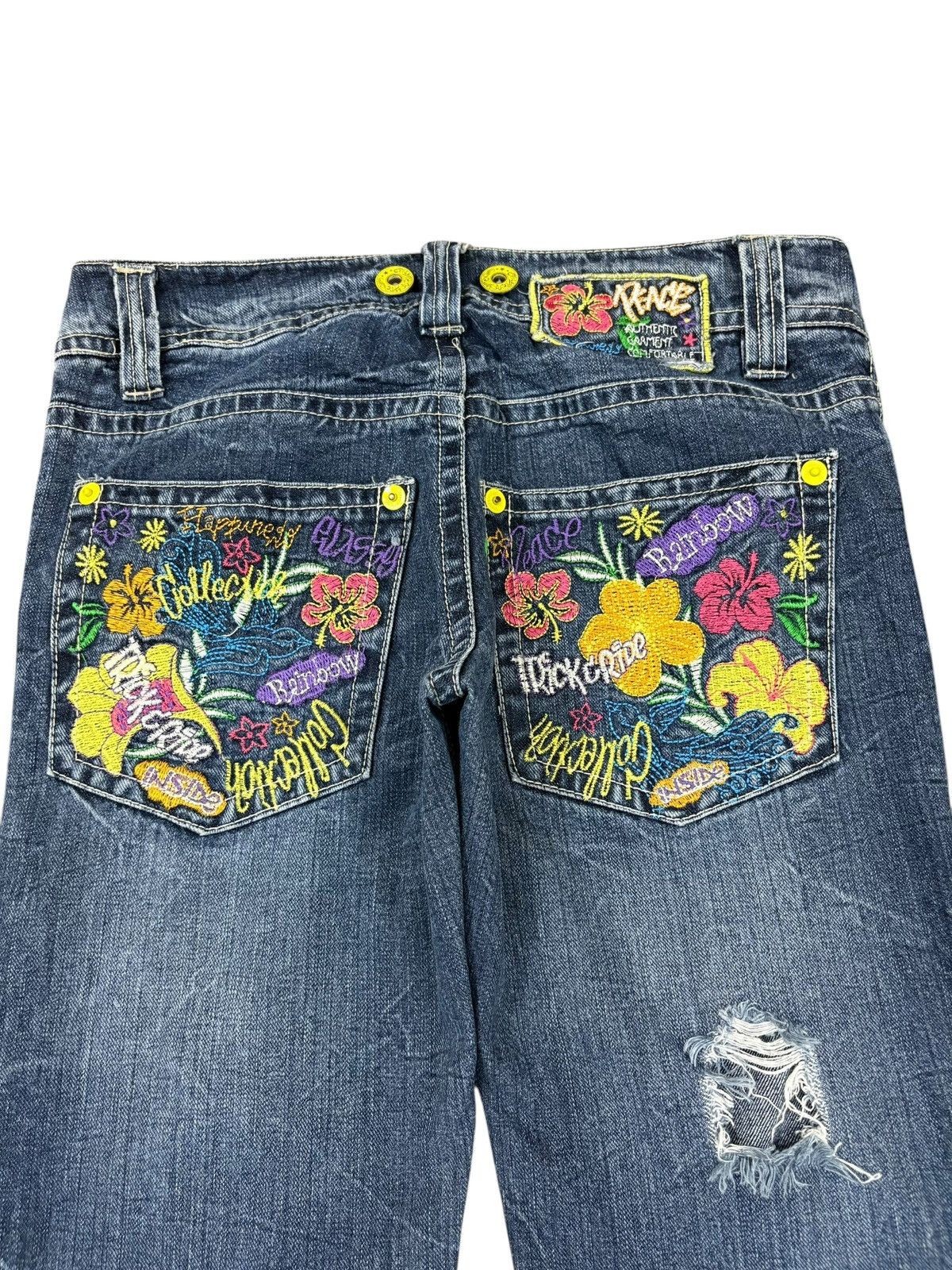Other Vintage Japanese Brand Suspenders Crack Wash Distress Jeans Size 31" - 7 Thumbnail