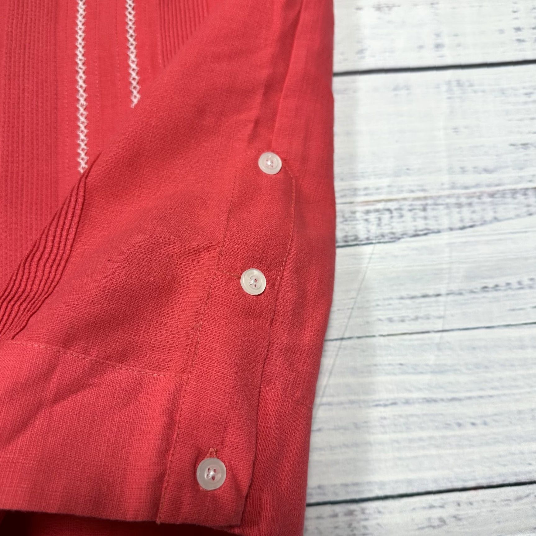 Pinko VINTAGE Kristin Modos Pink Linen Shirt Short Sleeve Button Up Relax Textured Men 38 Shirt Mens Pink Linen Short Sleeve Button-Up 38 Size US M / EU 48-50 / 2 - 5 Thumbnail