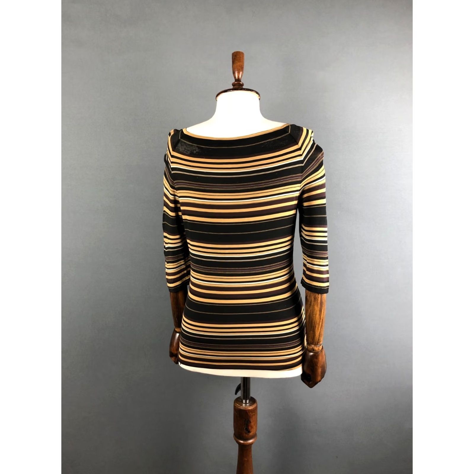 Max Mara Max Mara Blouse Striped Jersey Viscose Elastane Brown M Women's Top Regular Size M Crew/N/A Size M / US 6-8 / IT 42-44 - 3 Thumbnail