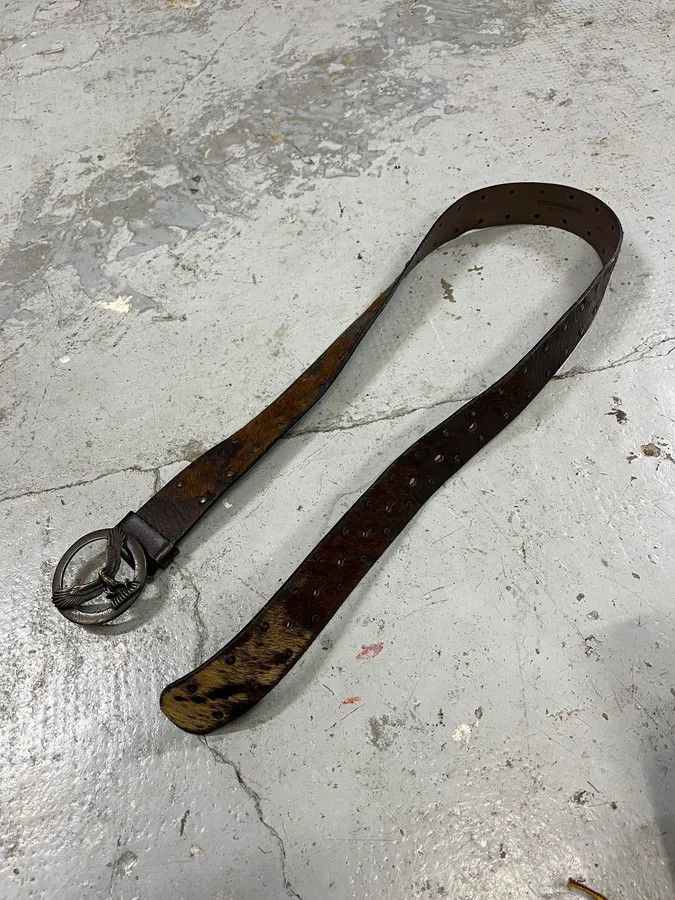 Designer × Vintage 2000s Eagle Royal Archive Brown Pony Hair Leather Belt Size ONE SIZE - 4 Thumbnail