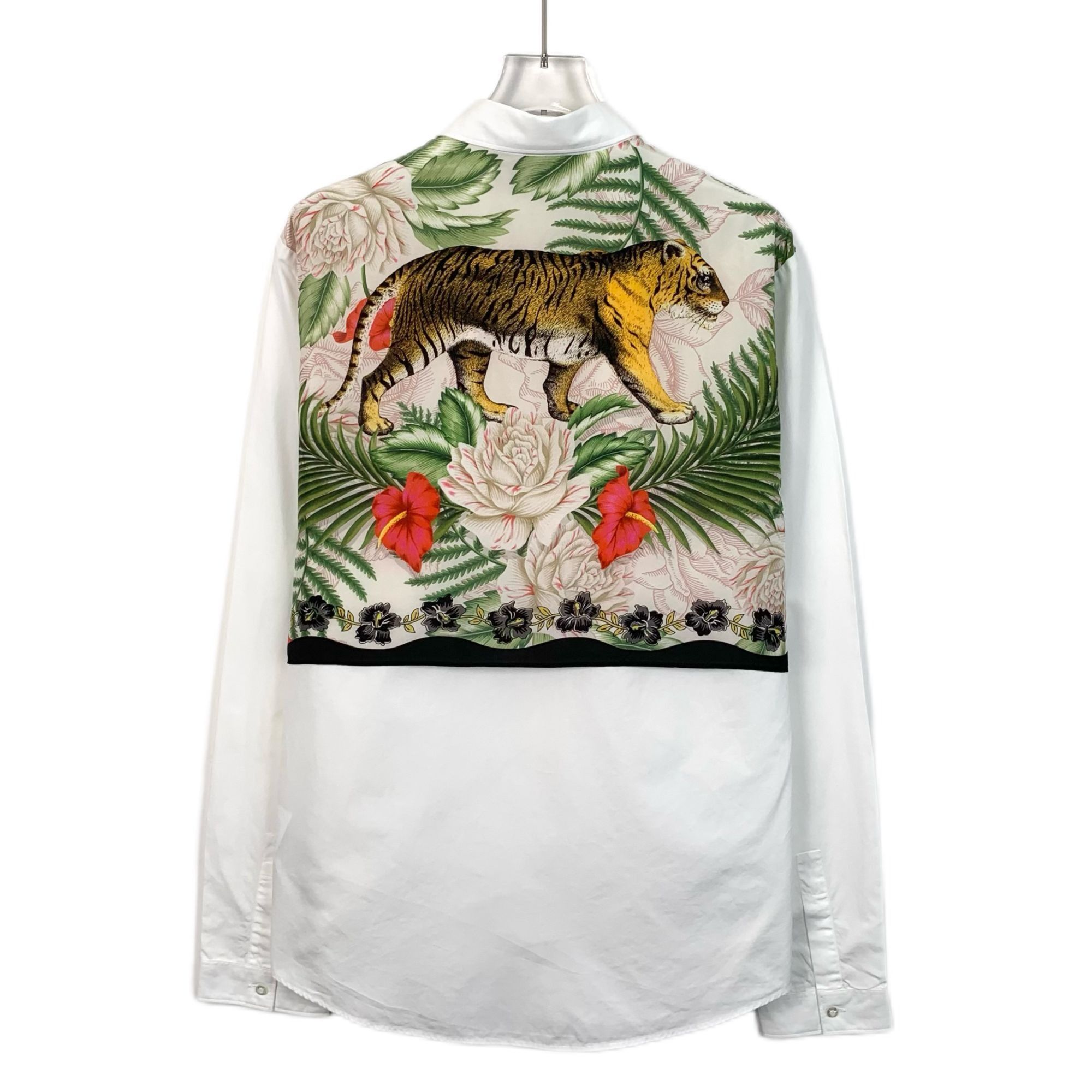 Gucci Gucci White Jungle Tiger Print Cotton Long Sleeve Shirt (Siz Size ONE SIZE - 8 Thumbnail