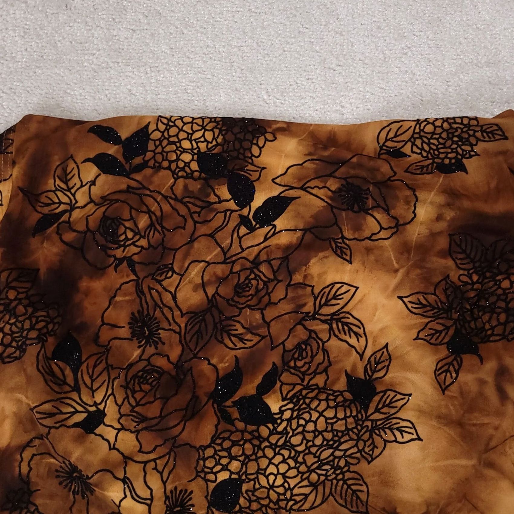 Vintage VINTAGE CARTISE INTERNATIONAL Crop Top Shirt Womens Brown Floral Velvet Glitter Boho Casual Short Sleeve 90s Womens Size XL / US 12-14 / IT 48-50 - 3 Thumbnail