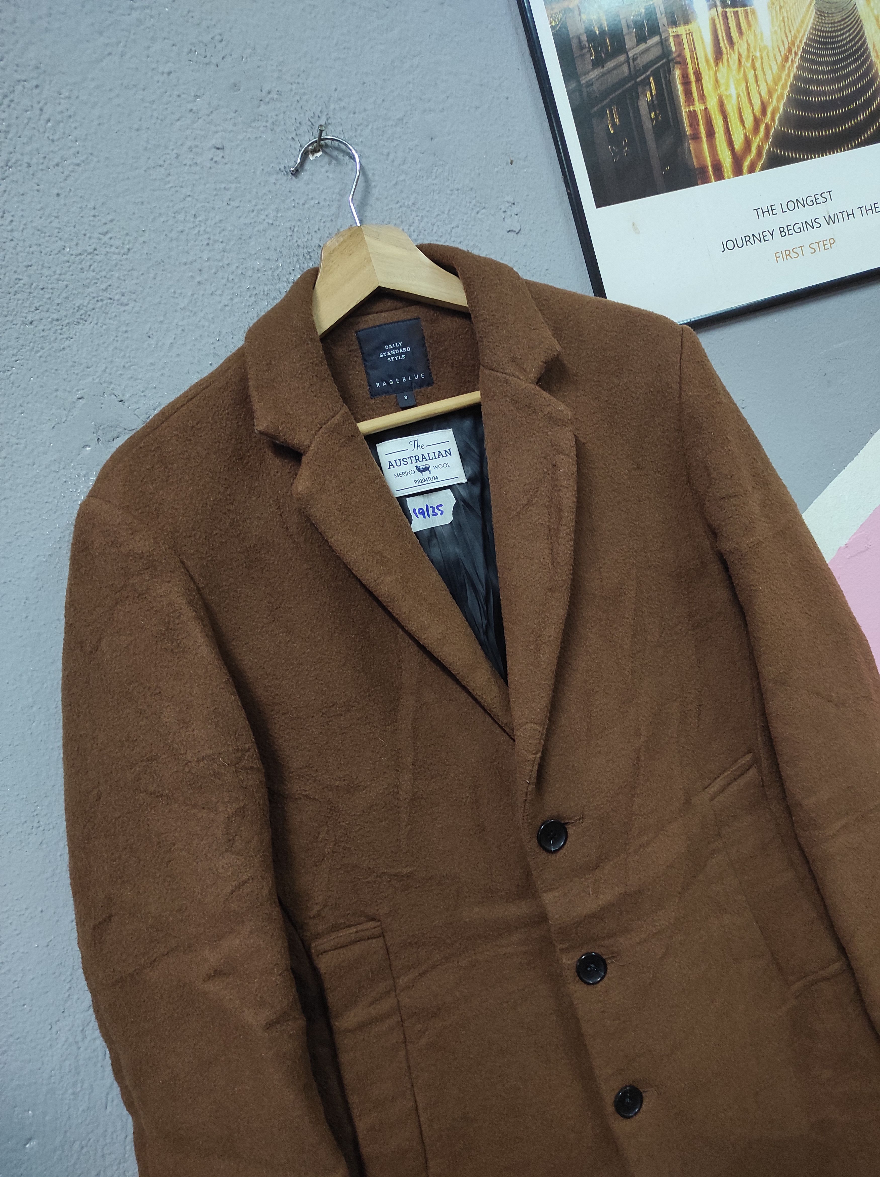 Japanese Brand × RAGEBLUE RAGEBLUE AUSTRALIAN MERINO WOOL COAT OVERCOAT LONG JACKET Size US S / EU 44-46 / 1 - 2 Thumbnail