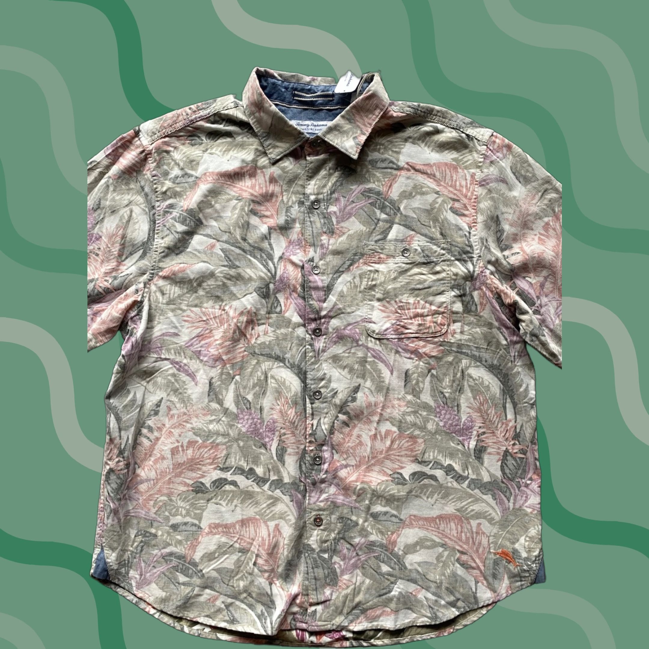Tommy Bahama Tommy Bahama MENS XL Corduroy Button Up Shirt Coastline Cord Floral Pink NEW NWT Size US XL / EU 56 / 4 - 1 Thumbnail