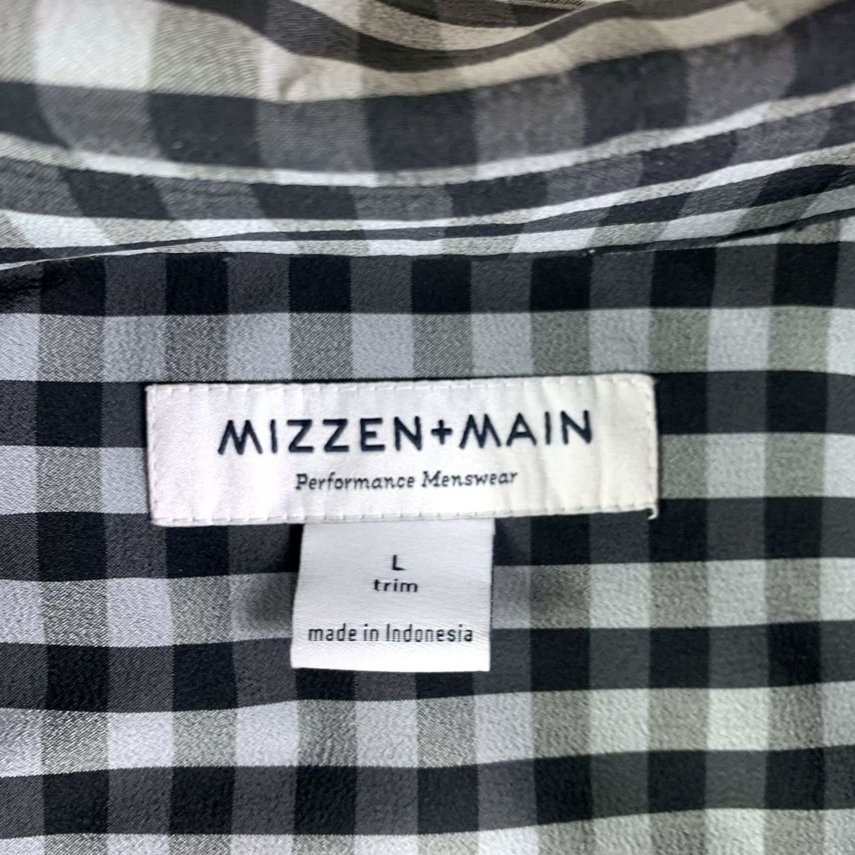 Mizzen+Main Mizzen+Main Mens Large Classic Fit Performance Shirt Gray Gingham Button-Up Long Sleeve Size US L / EU 52-54 / 3 - 6 Thumbnail