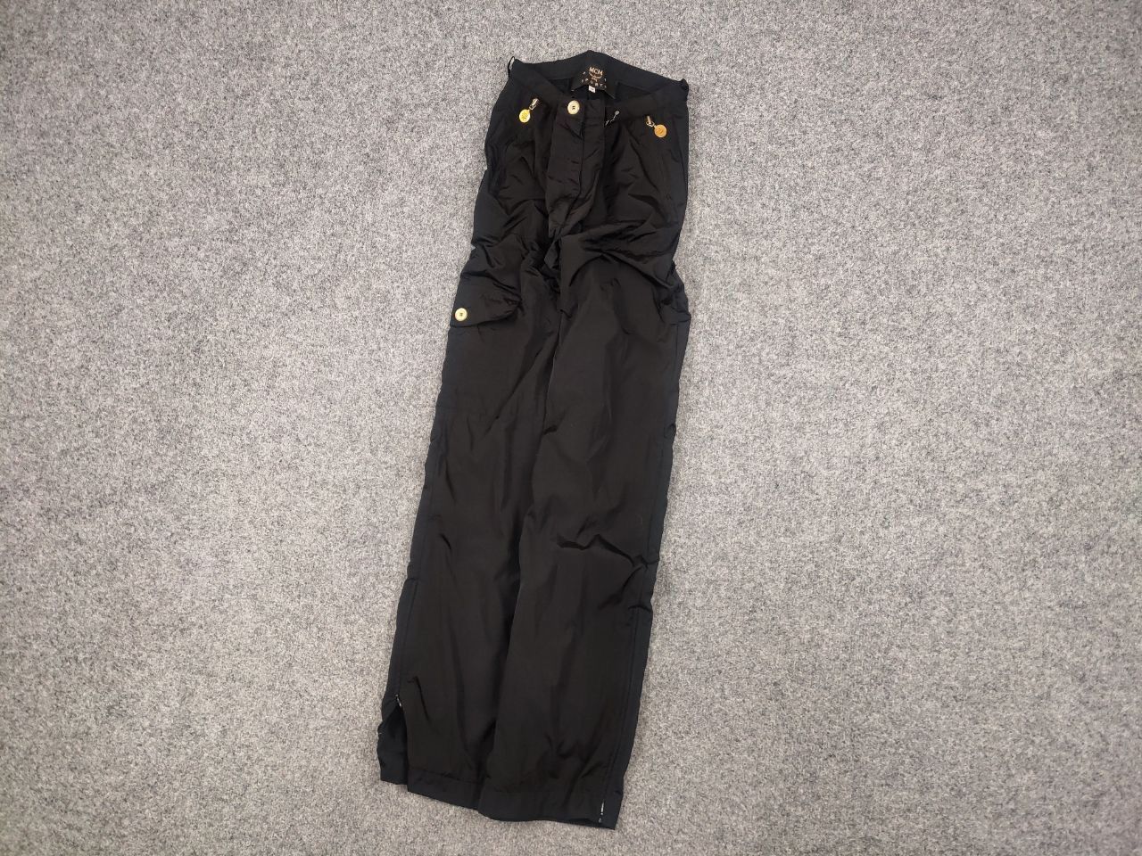 MCM Vintage MCM Sports Nylon Black wide casual Zip Trouser pants Size 26" / US 2 / IT 38 - 3 Thumbnail
