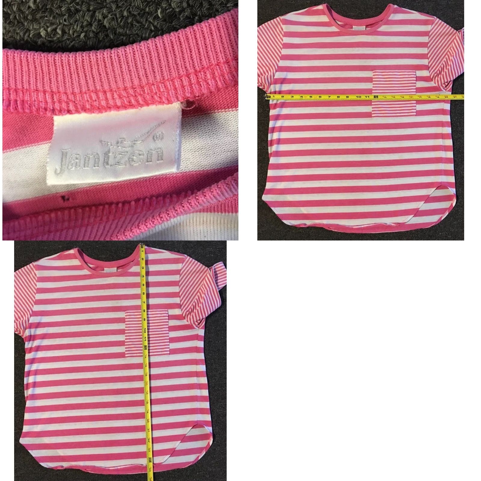 Jantzen Vtg 80s Jantzen Faded Striped Shirt L Pink White Women T-Shirt Short Sleeve Vintage Grunge Surf Skate 90s California USA Beach Vaporwave Aop Size L / US 10 / IT 46 - 10 Thumbnail