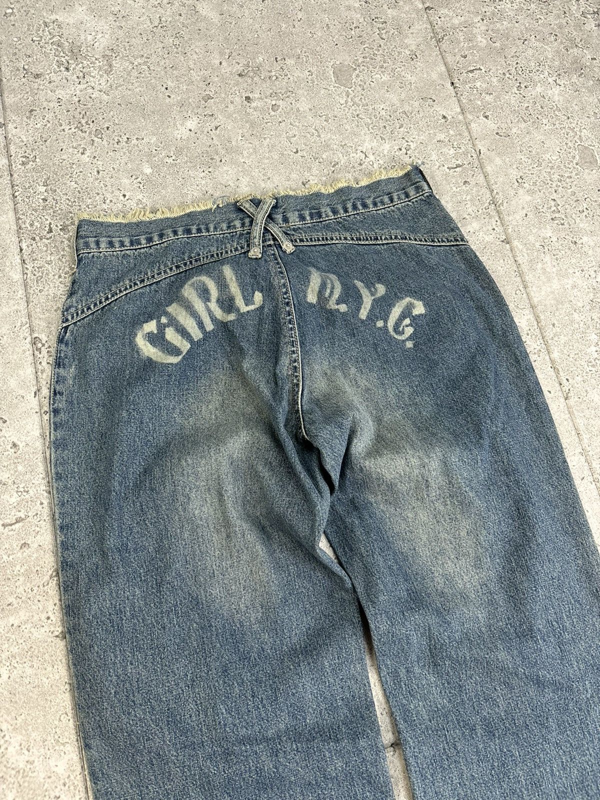 Japanese Brand × Vintage Archive Japanese Distressed Faded Fur Denim Pants Wideleg Size 30" / US 8 / IT 44 - 9 Thumbnail