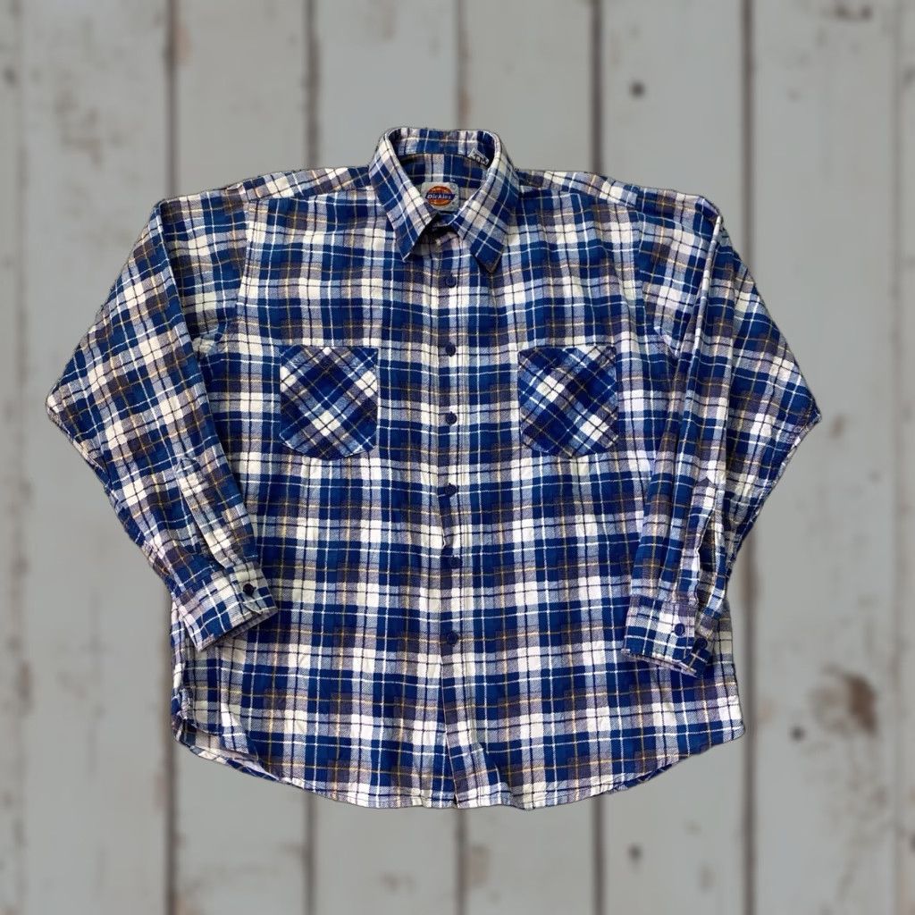 Dickies VINTAGE Dickies Flannel Shirt Men’s Large Button Up Blue Plaid Casual 90s Size US L / EU 52-54 / 3 - 1 Thumbnail