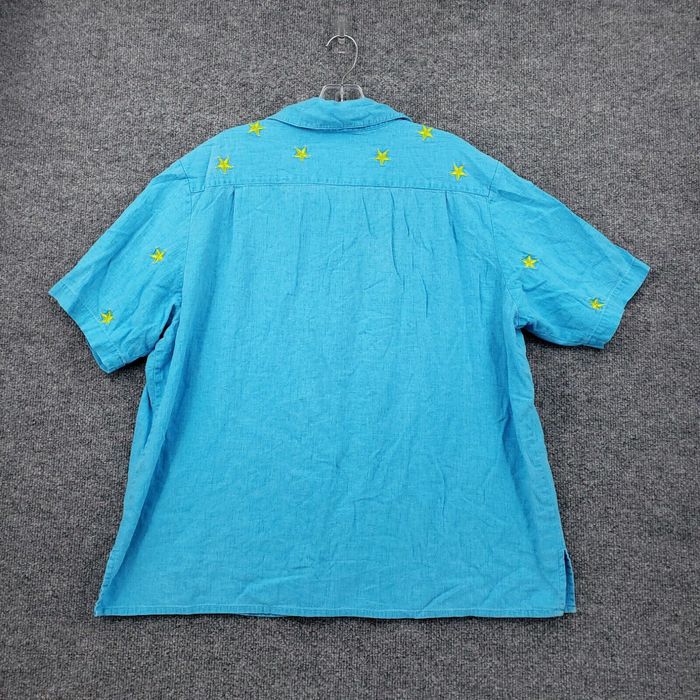 Quacker Factory Quacker Factory Top Womens 2X Plus Blue Stars Linen ...