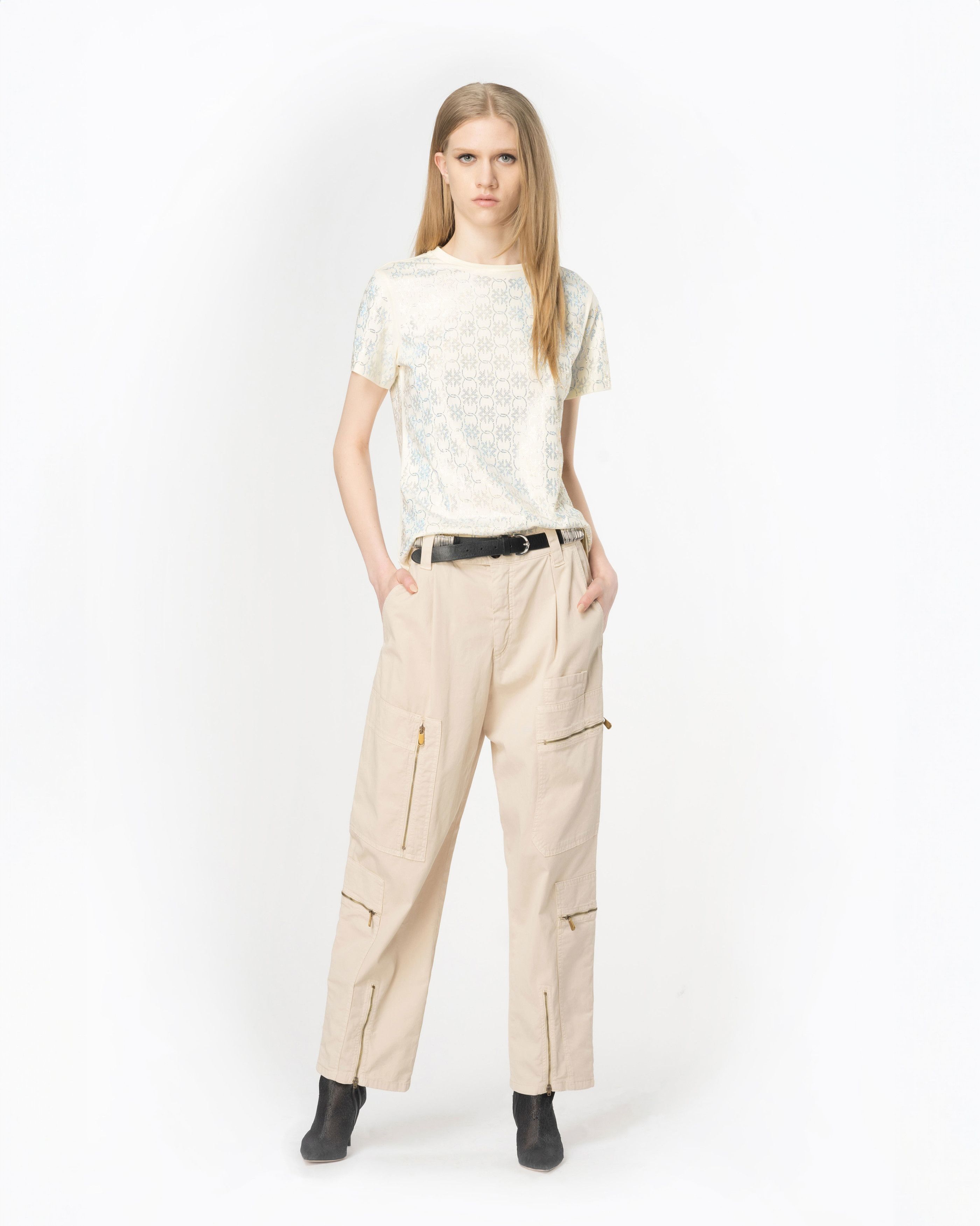 Pinko o1s22i1n0824 Matese Cargo Pants in Beige Size 27" / US 4 / IT 40 - 4 Thumbnail