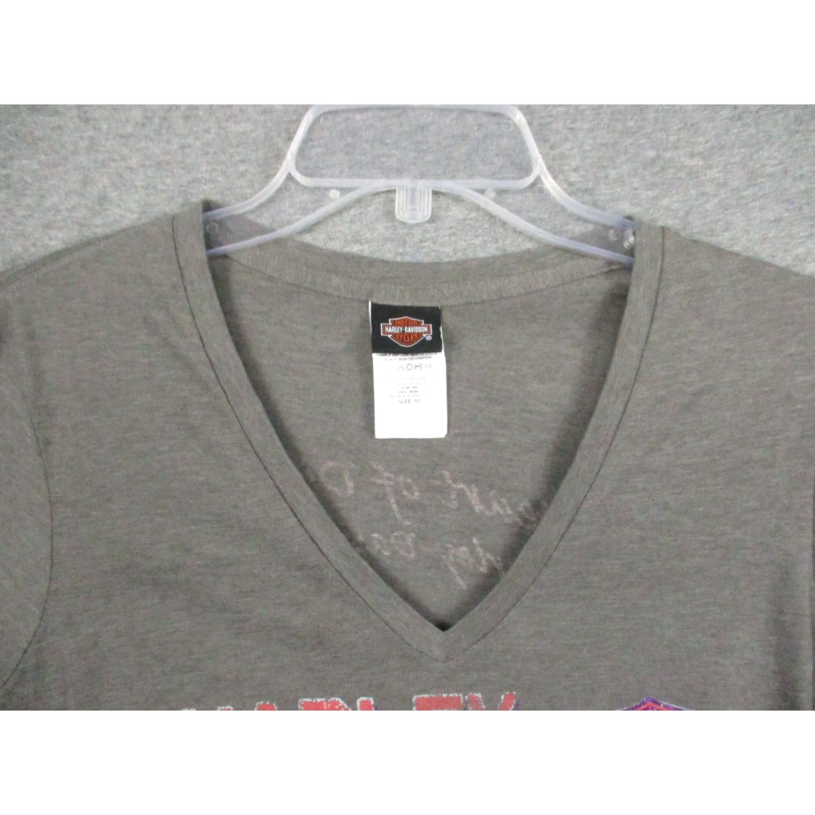 Harley Davidson Harley-Davidson Shirt Women's Gray Motorcycle Stretch Thumb Hole XL Gray Cotton Polyester Spandex Knit T-Shirt Casual Basic Skull Pattern Size XL / US 12-14 / IT 48-50 - 3 Thumbnail