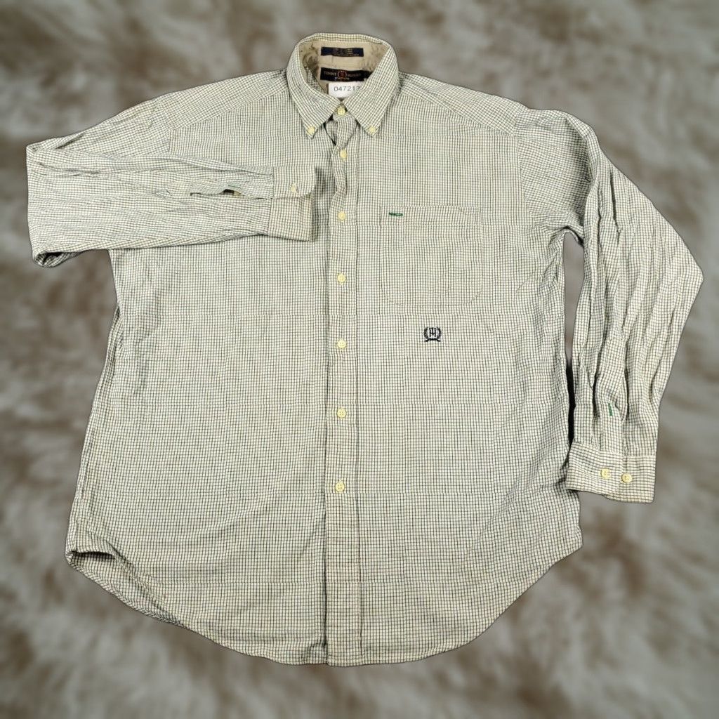 Tommy Hilfiger TOMMY HILFIGER Men's Medium Green Check Long Sleeve Button-Up Shirt Classic Preppy Size US M / EU 48-50 / 2 - 1 Thumbnail