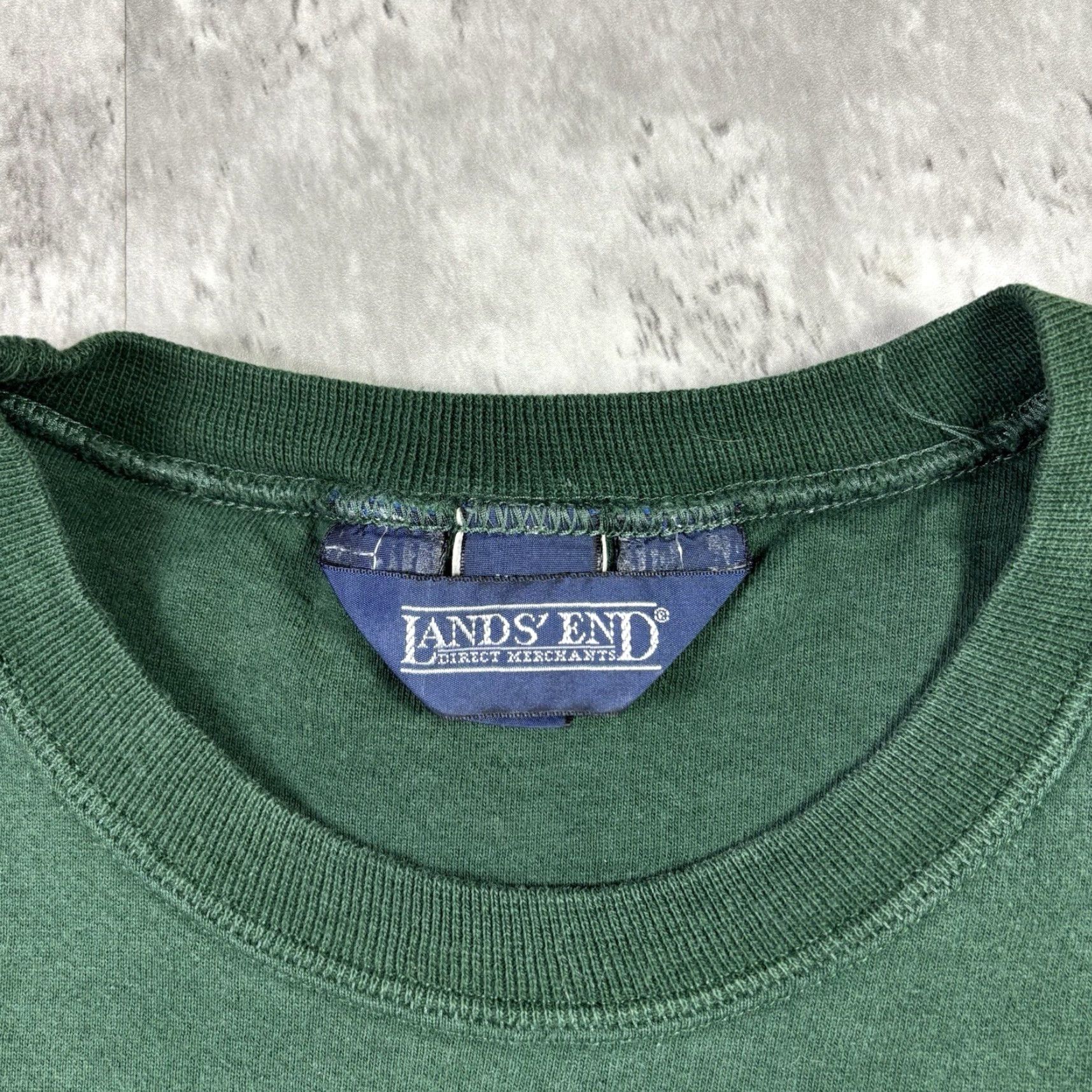 Lands' End VINTAGE Lands End Sweatshirt Green 90s Unisex Medium Crew Neck Cotton Knit Pullover All Seasons Logo - Mens Size US M / EU 48-50 / 2 - 5 Thumbnail