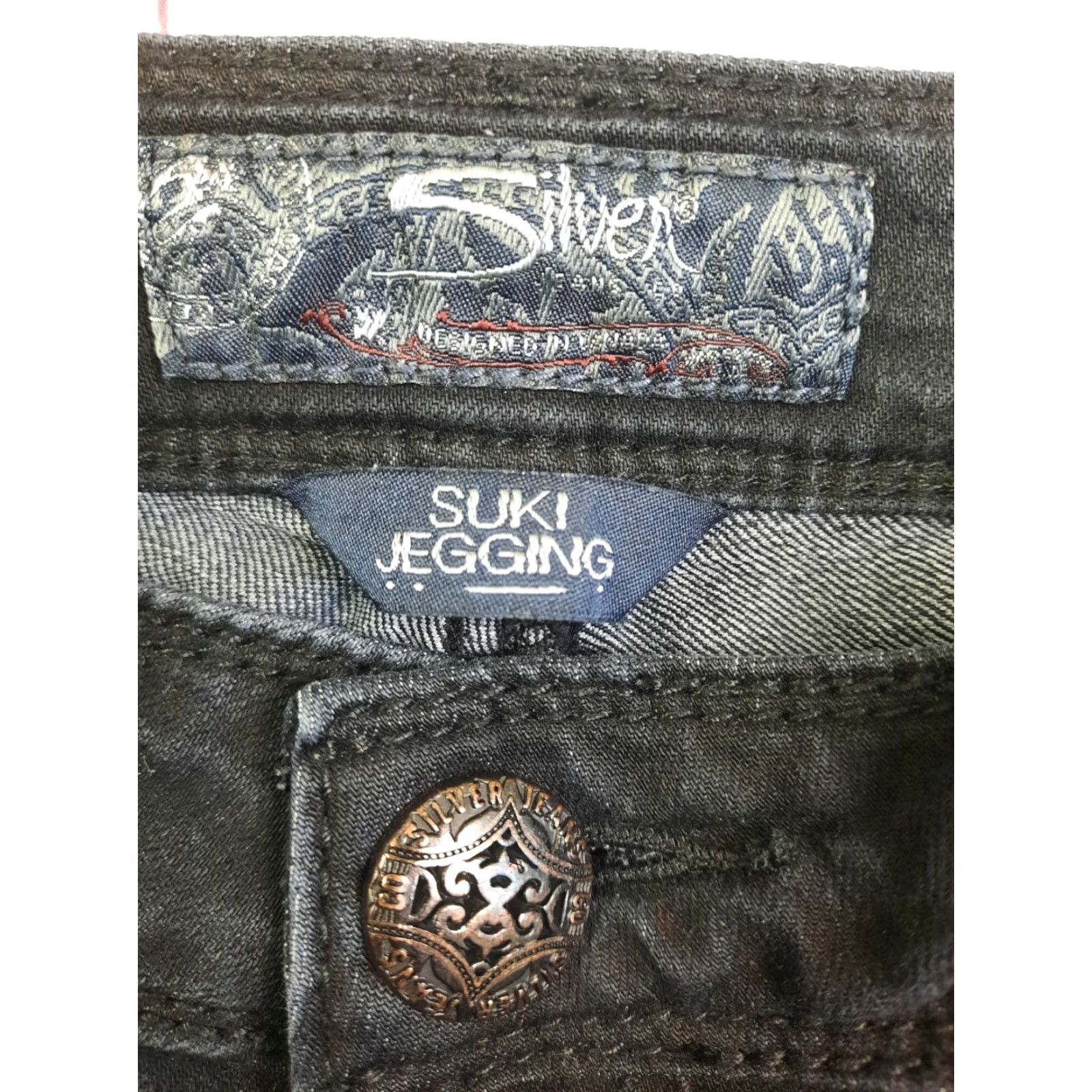 Vintage Silver SukI Jeggings Black Skinny Jeans 28x29 Stretch Denim Low Rise Womens Jeans Size 28" / US 6 / IT 42 - 3 Thumbnail