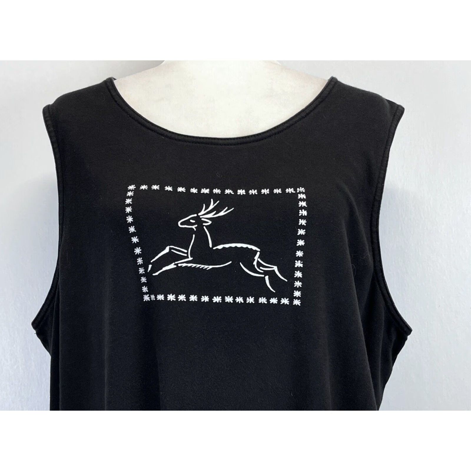Vintage VINTAGE TY Original Maxi Dress Womens Plus 1X Black Christmas Reindeer 1990s Cotton Sleeveless Maxi Daywear Mens/Womens? Size XL / US 12-14 / IT 48-50 - 5 Thumbnail