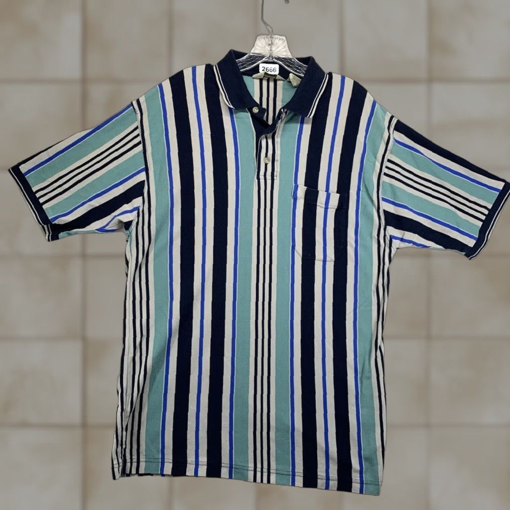 Arrow VINTAGE Tournament by Arrow Polo Shirt Mens Medium Long Striped Golf Shirt Size US M / EU 48-50 / 2 - 1 Thumbnail