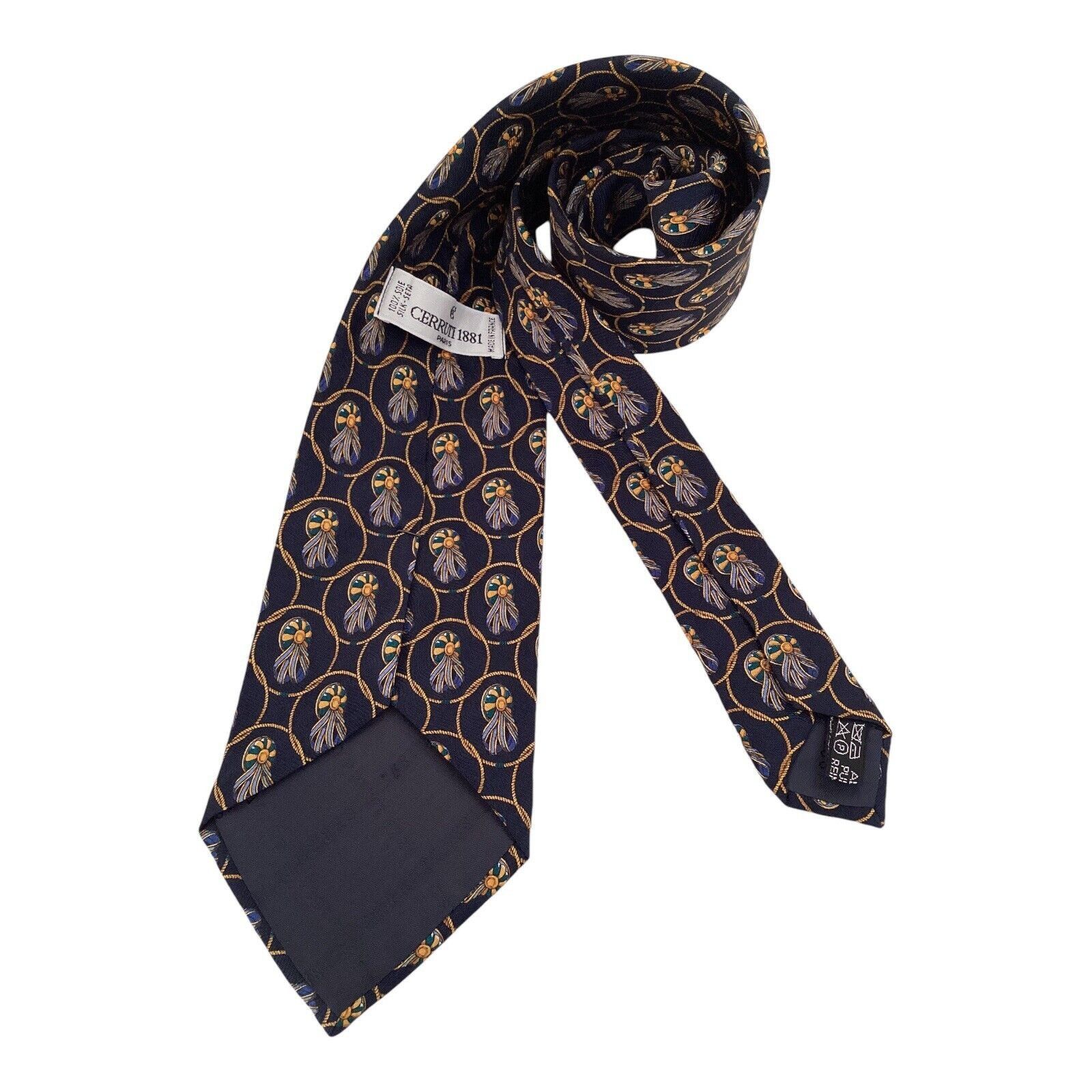 Cerruti 1881 CERRUTI 1881 Blue Ribbon Print Silk Tie France W: 3.75" Size ONE SIZE - 2 Thumbnail