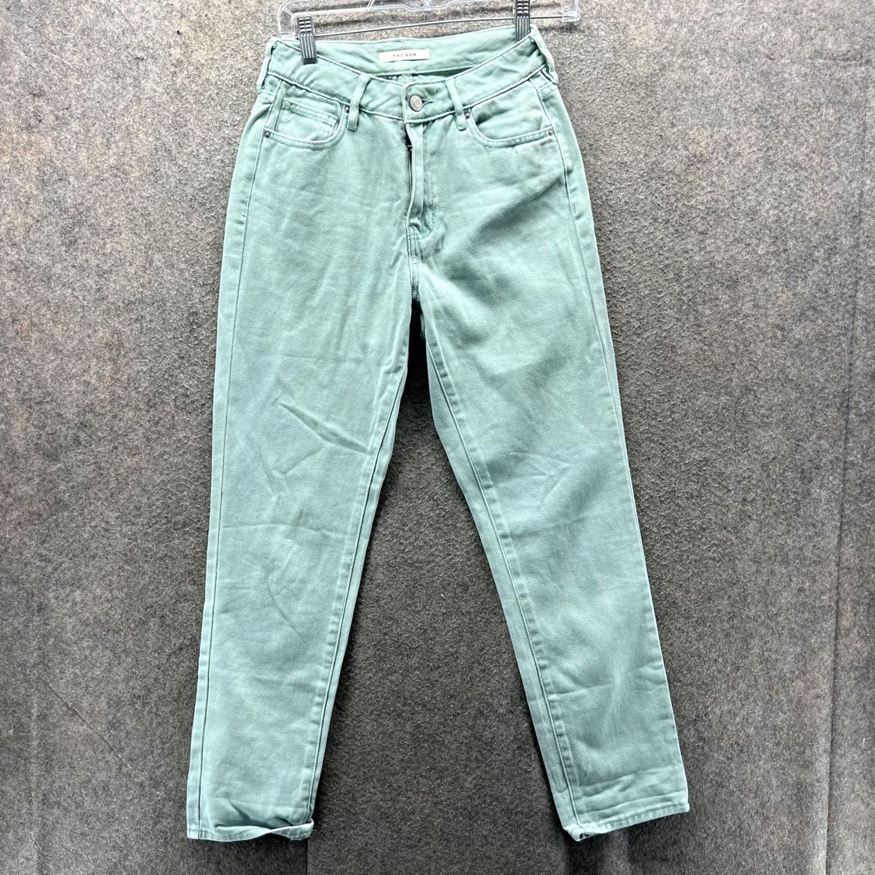Pacsun PacSun Mom Jeans Womens 24 Light Green High Rise Tapered Leg Denim Pants Size 42" / US 20 - 2 Thumbnail