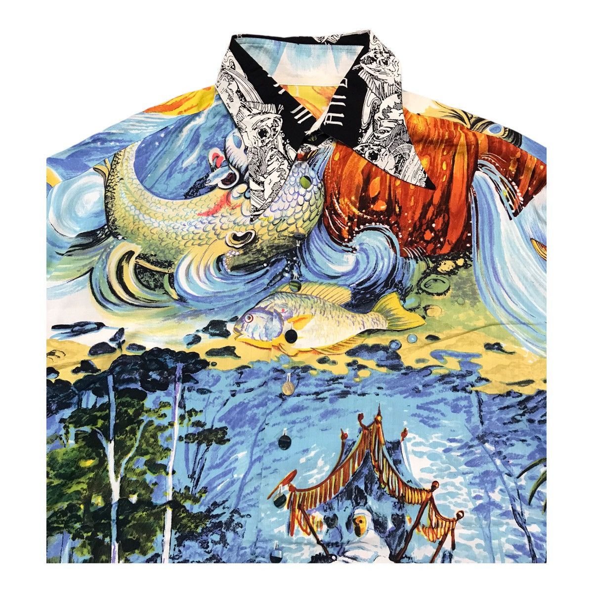 Art Comes First × La Martina 90s Luna Martino Full Print Fish And Man Button Shirt Size US M / EU 48-50 / 2 - 4 Thumbnail