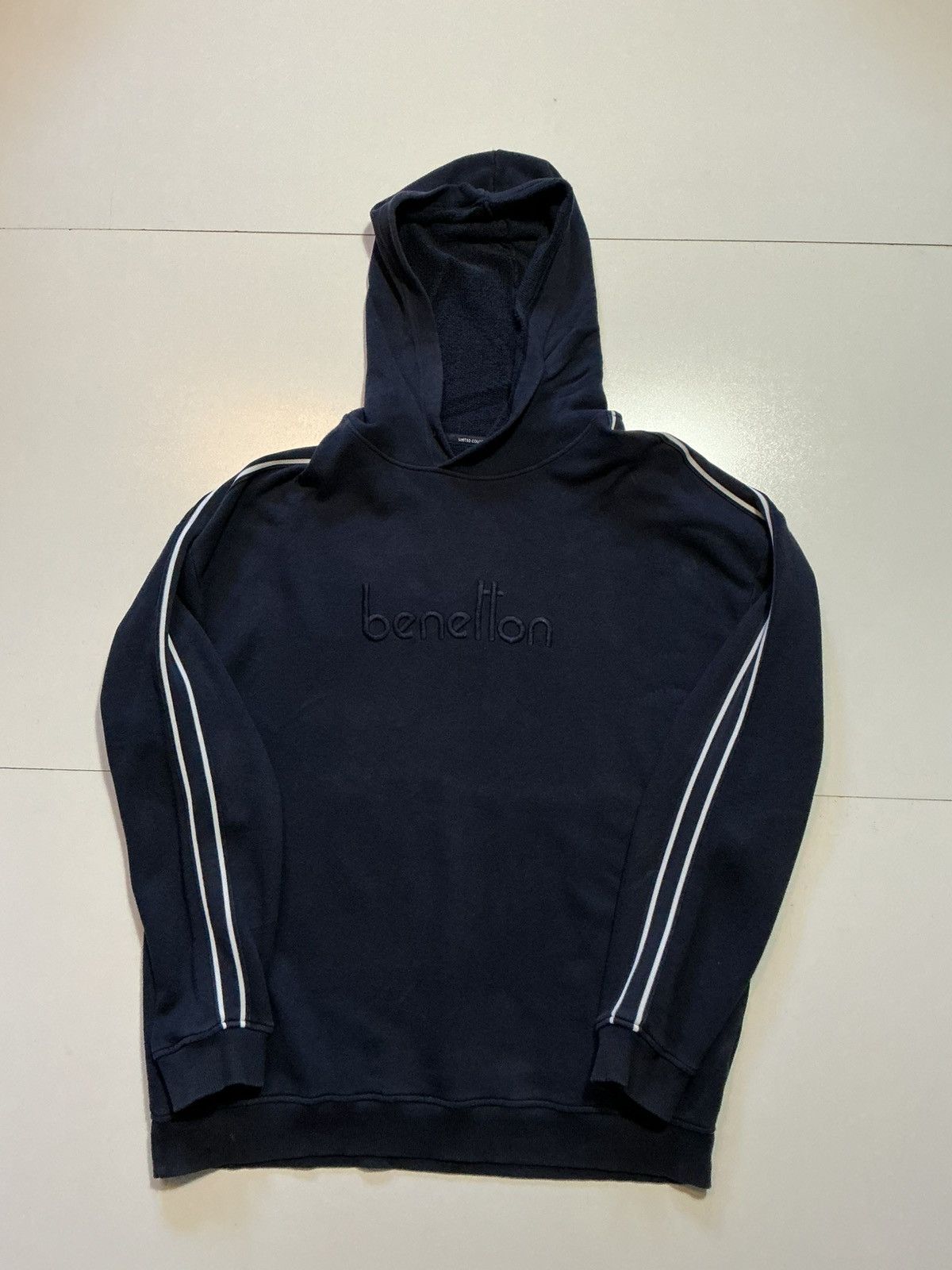 Benetton United Colors Of Benetton Embroidered Striped Hoodie Size US L / EU 52-54 / 3 - 1 Thumbnail