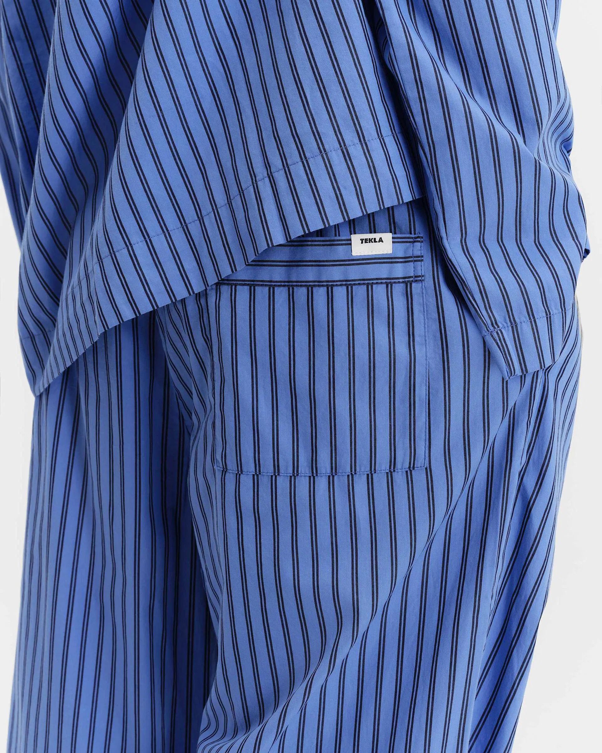 Tekla o1mle0525 Unisex Poplin Pyjamas Pants Verneuil Stripes Blue Size 26" / US 2 / IT 38 - 2 Thumbnail