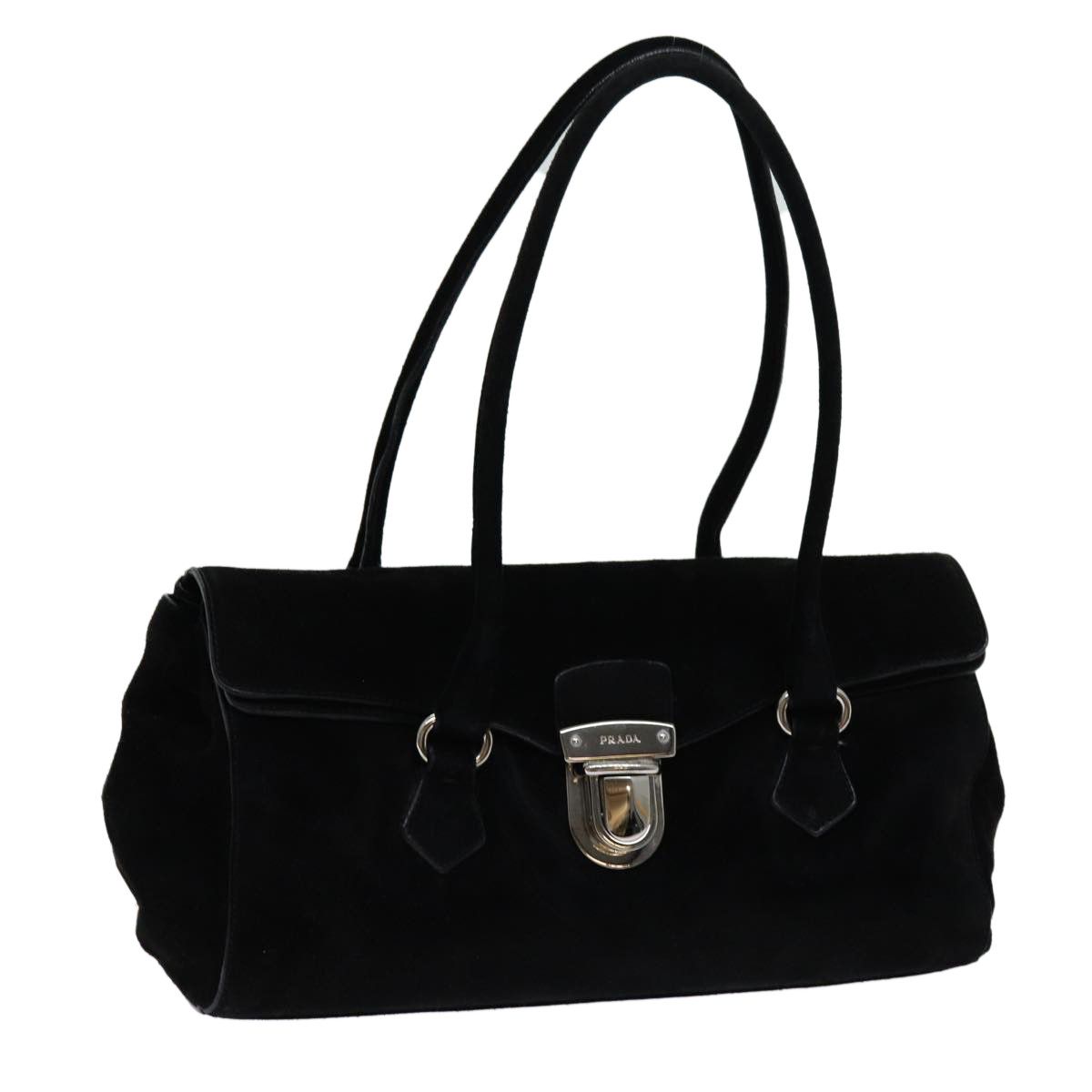 image of Prada Shoulder Bag Suede Black Auth Bs13416, Women's