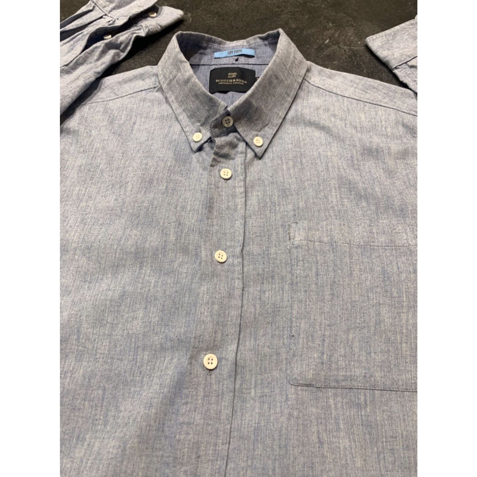 Scotch & Soda Scotch & Soda Long Sleeve Button-Up Shirt Mens XL Blue Cotton Size US XL / EU 56 / 4 - 3 Thumbnail