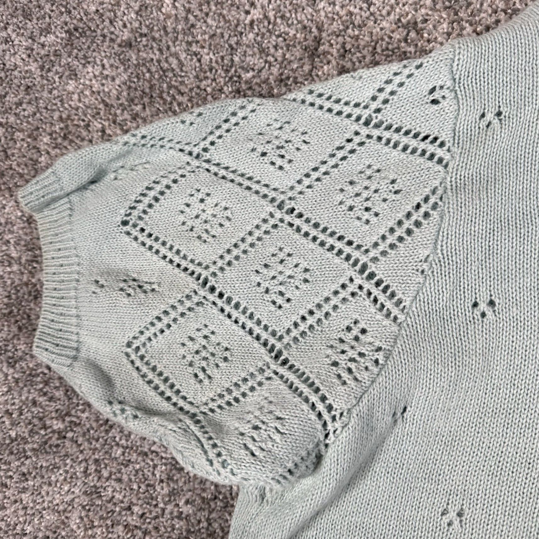 Jantzen VINTAGE Jantzen Classics Sweater Top Blouse M Green 90s Pastel Soft Girl Cottagecore Y2K Easter Gothic Retro Cotton Ramie Knit Womens Size M / US 6-8 / IT 42-44 - 5 Thumbnail
