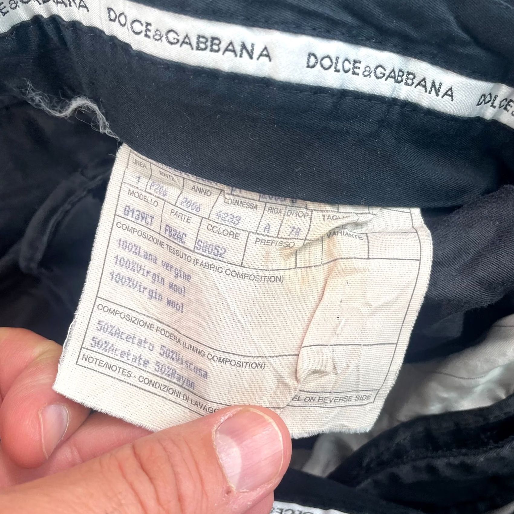 Dolce & Gabbana VINTAGE Dolce&Gabbana Pants Men 34x30 Wool Black Pinstripe Wool Dress Pants Regular Mens Straight Pocket Zipper Button Leather? Size US 34 / EU 50 - 3 Thumbnail