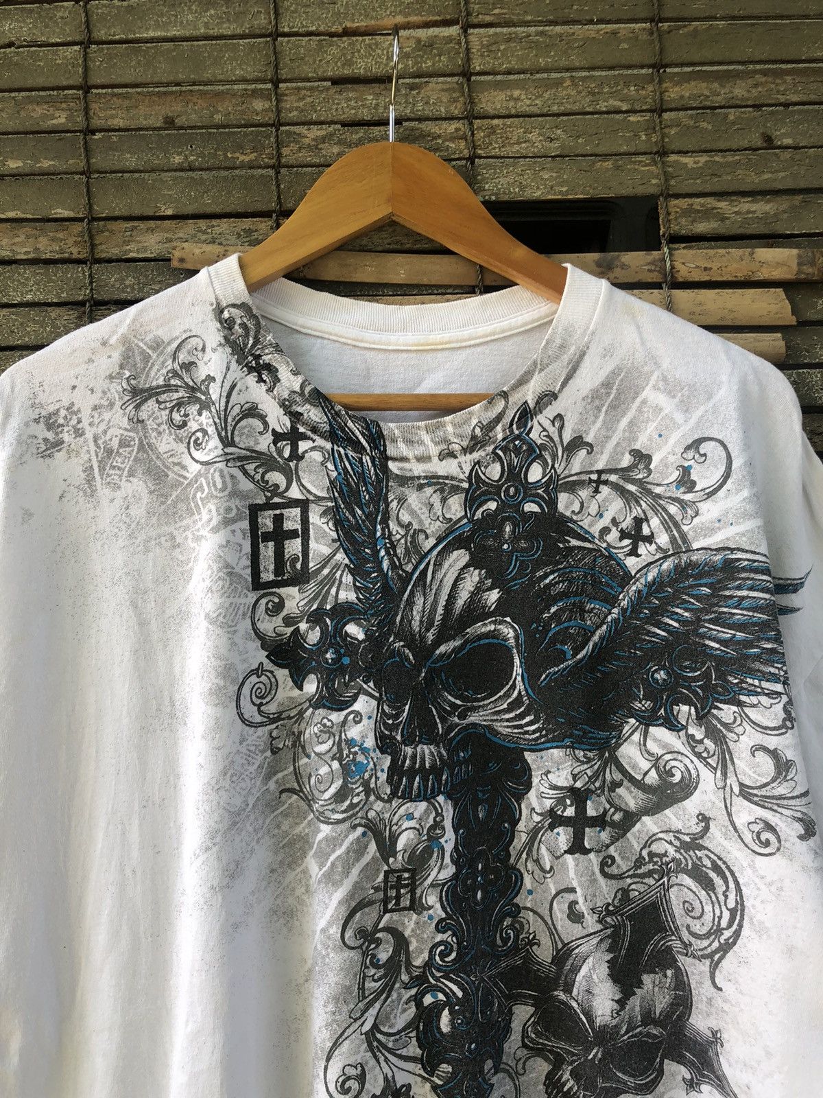 Affliction 🔥Vintage Y2K🔥Skull Cross Wings Affliction Tshirts Size US XL / EU 56 / 4 - 2 Thumbnail