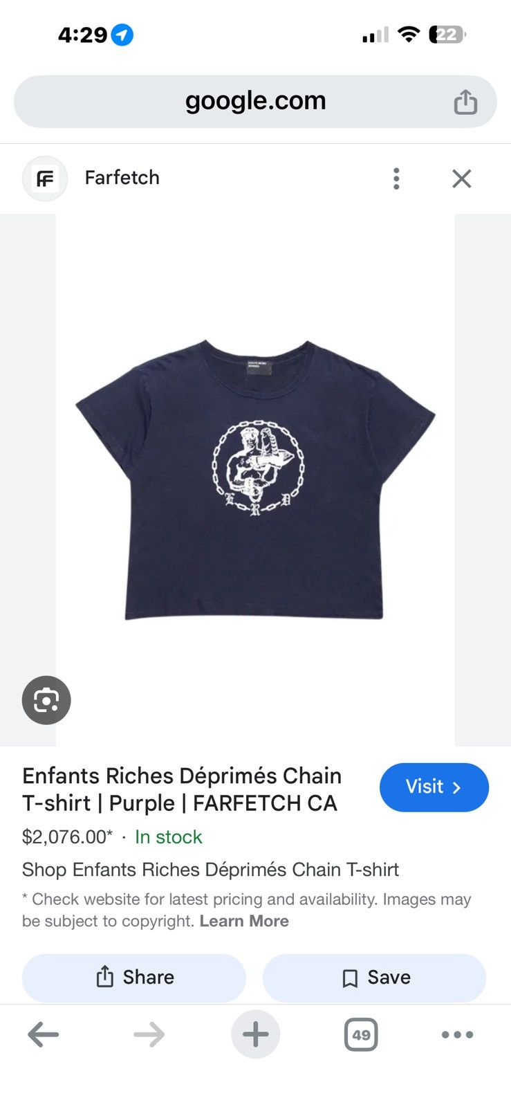 Enfants Riches Deprimes Enfants Riches Déprimés Chain T-shirt Size US M / EU 48-50 / 2 - 10 Thumbnail