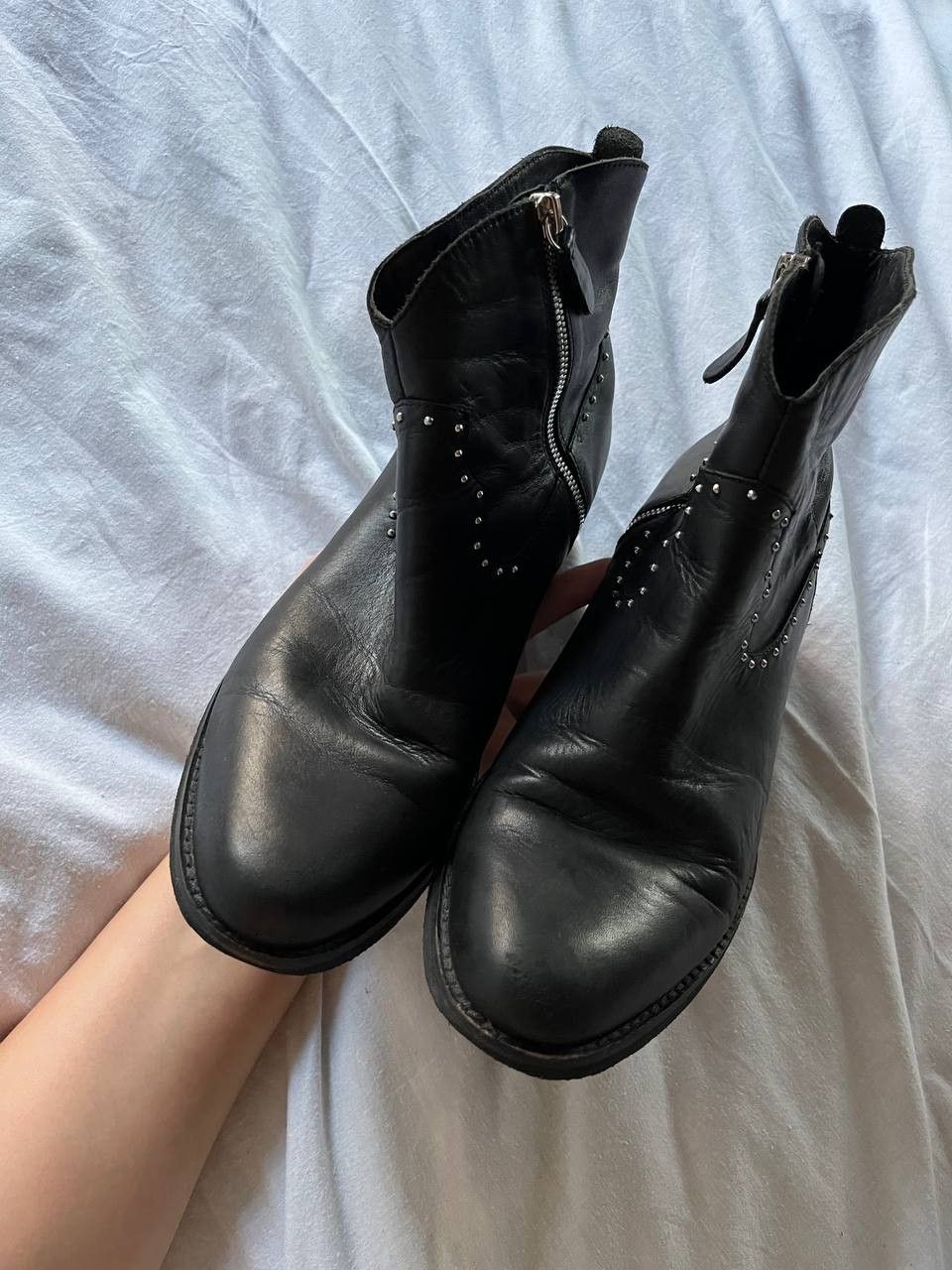 Vintage Marc Cain vintage black leather studded ankle boots Size US 10 / IT 40 - 7 Thumbnail
