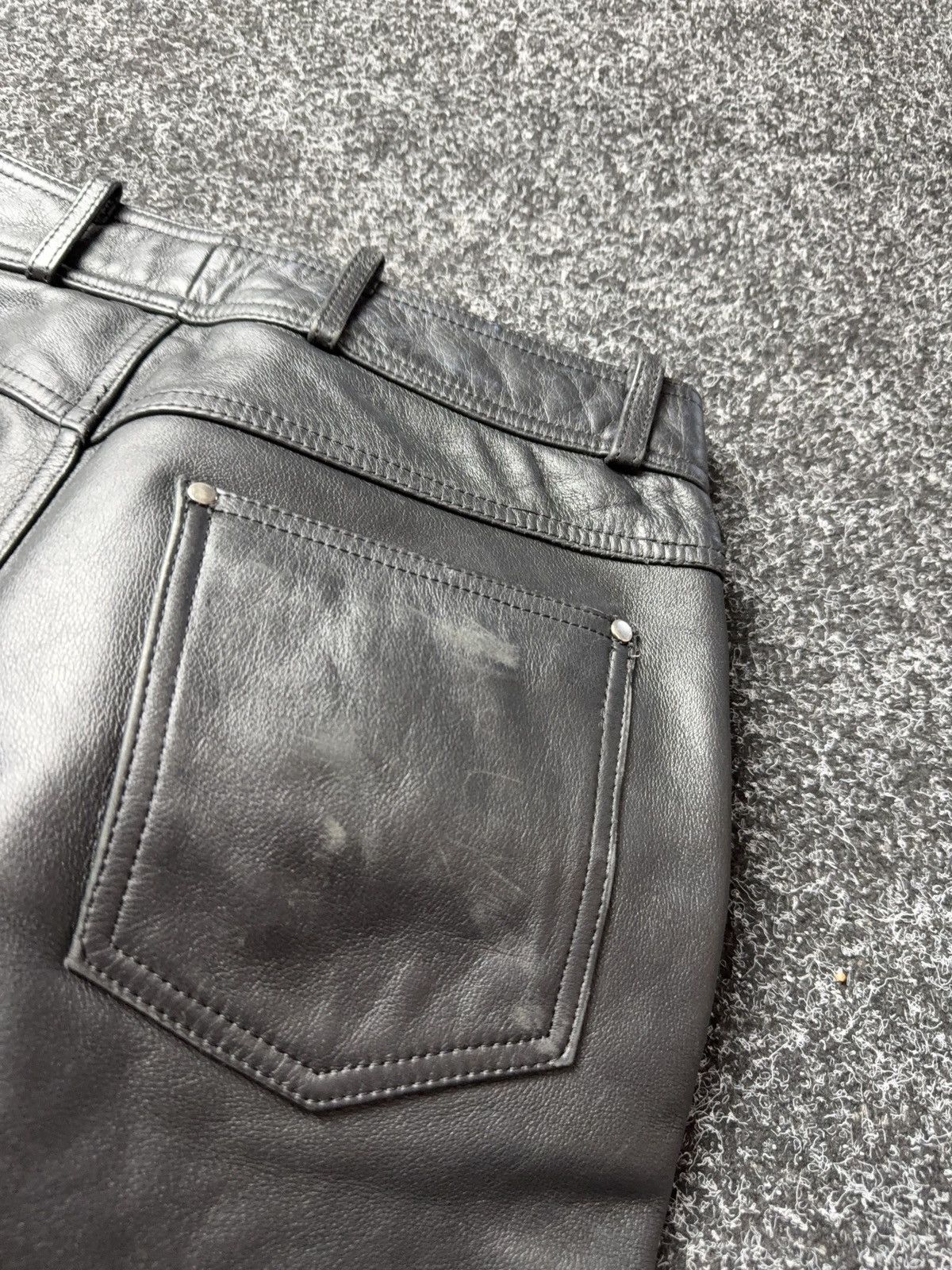 Genuine Leather Leather Biker MOTO Rock Punk Opium Chrome Style Pants Black Size US 31 - 20 Thumbnail