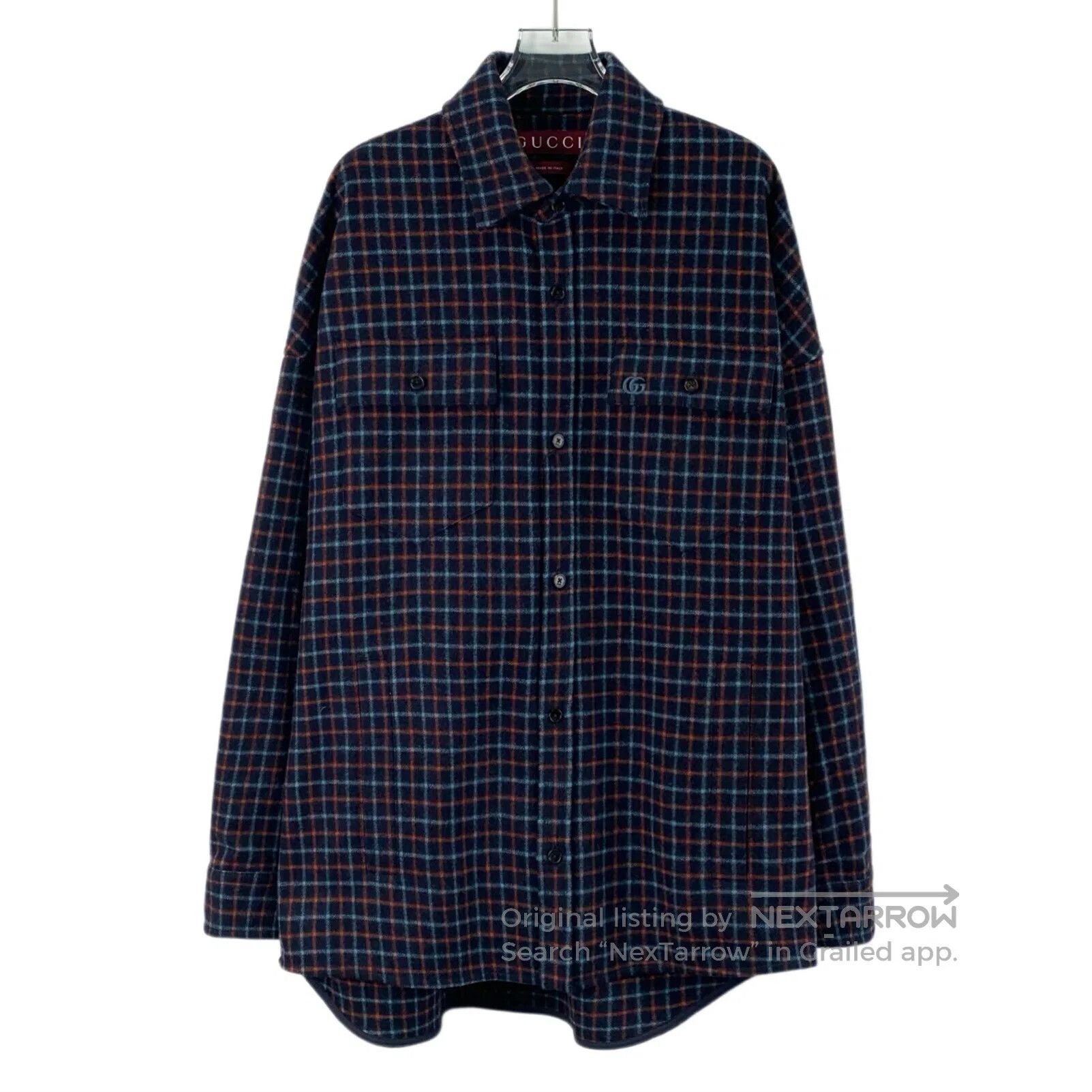 Gucci Guicci Multicolor double G embroidery plaid wool lapel sin Size US S / EU 44-46 / 1 - 1 Thumbnail