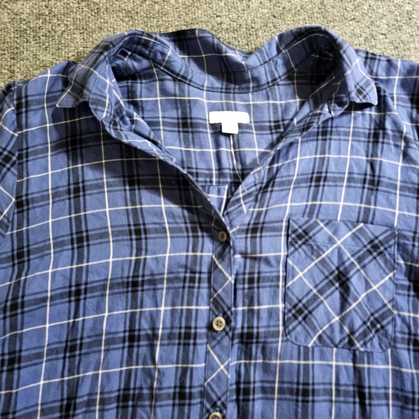 J. Jill J. Jill Blouse Womens L Blue Plaid Button Long Sleeve Casual Career Shirt Size L / US 10 / IT 46 - 2 Thumbnail