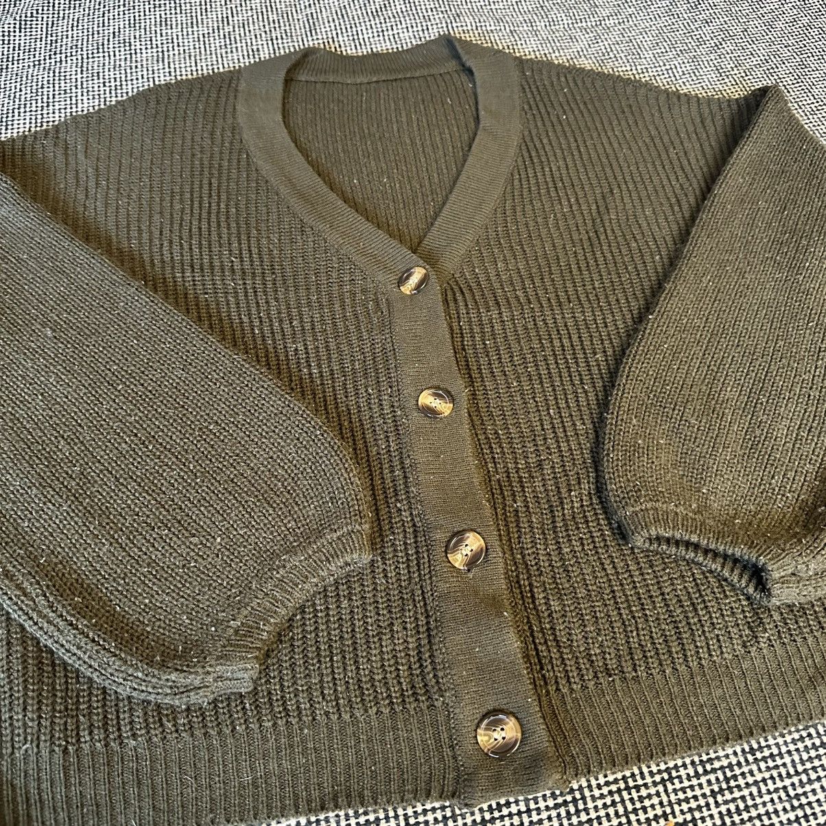 Vintage Vintage Olive Knitted Cardigan Sweater Size US M / EU 48-50 / 2 - 2 Thumbnail