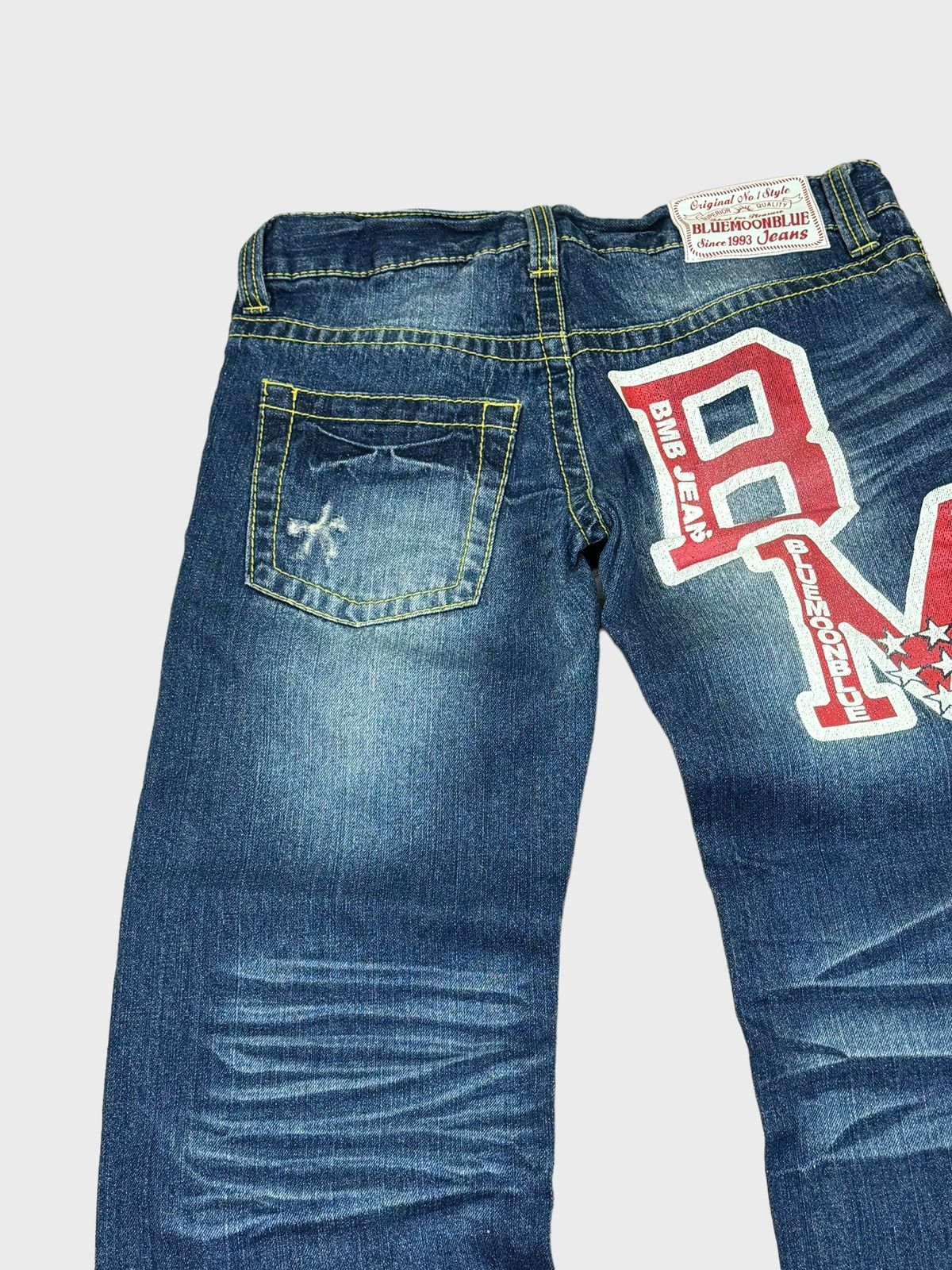 Japanese Brand BLUE MOON BLUE Printed Design Low Rise Denim Pants Size US 30 / EU 46 - 8 Thumbnail