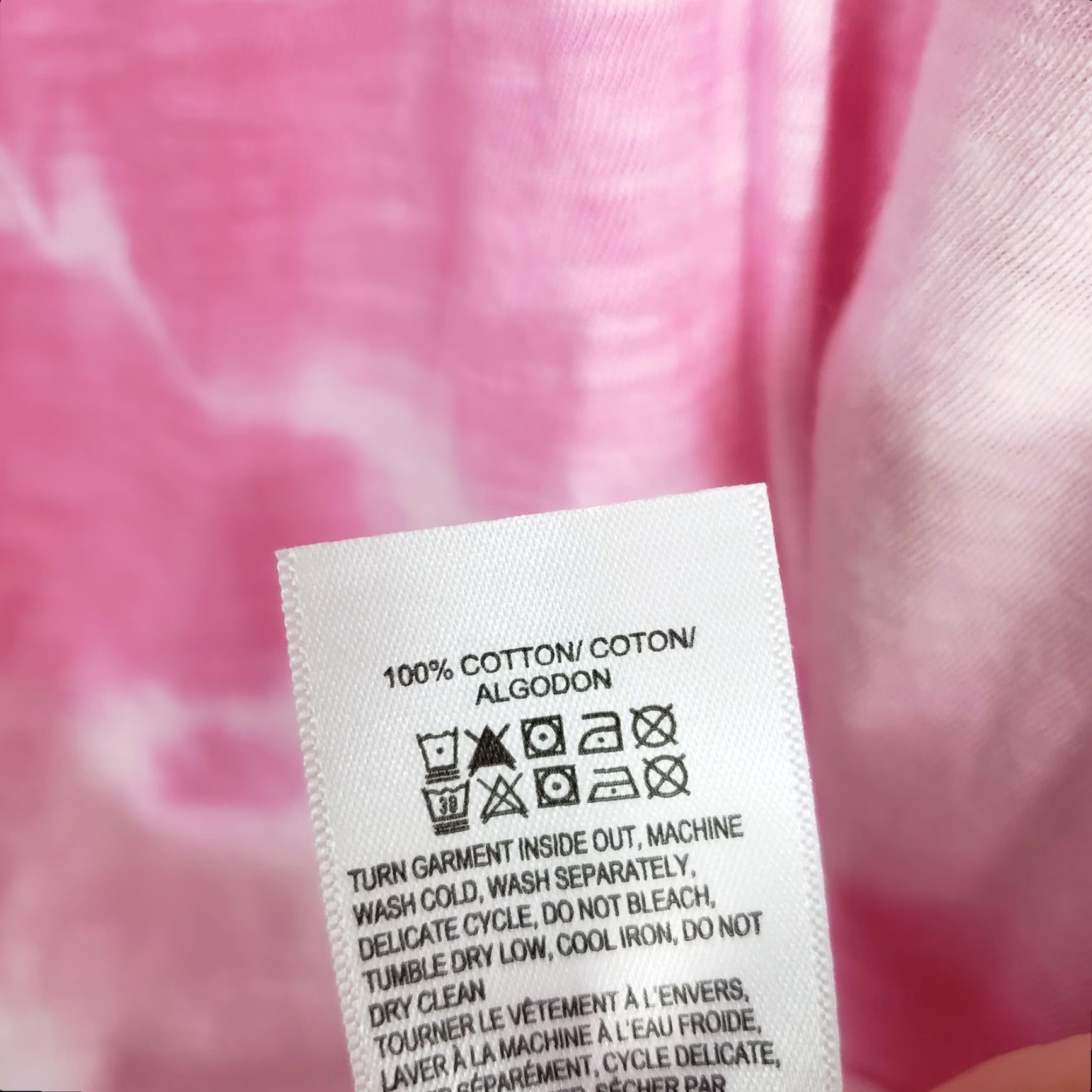 Lucky Brand Lucky Brand Womens Tee Shirt Sz Large Pink Tie Dye Short Sleeve Cotton Size 36" / US 14 / IT 50 - 6 Thumbnail