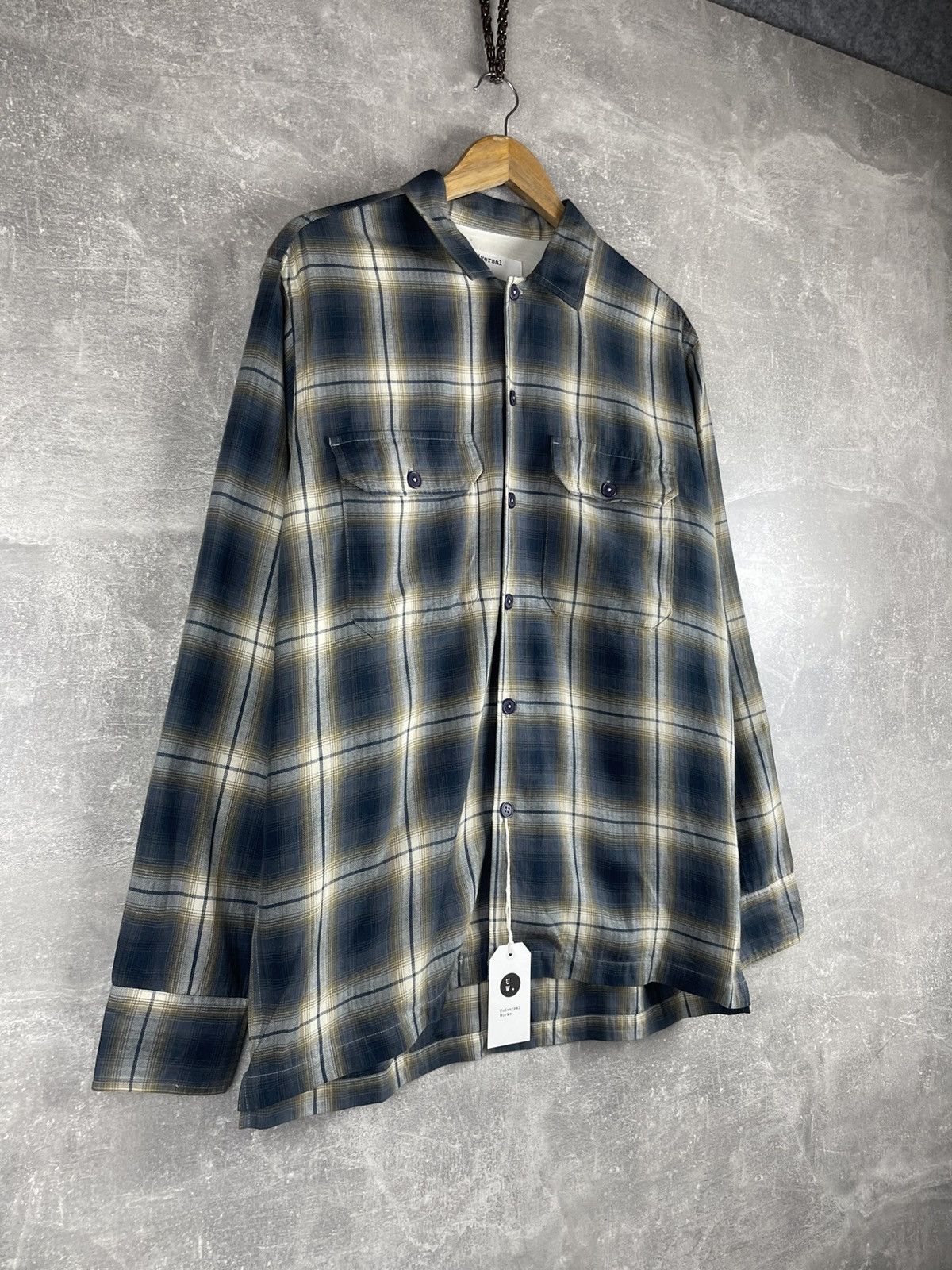 Universal Works Universal Works L.S Utility Shirt Navy E5 Shadow Check Size US M / EU 48-50 / 2 - 3 Thumbnail